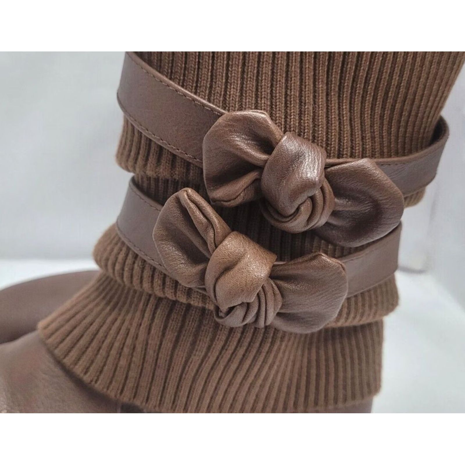 Vintage Dream Pairs Women's 4 Brown Slouch Boots Faux Fur Lined Side Zipper Buckles Size US 4 / IT 34 - 3 Thumbnail