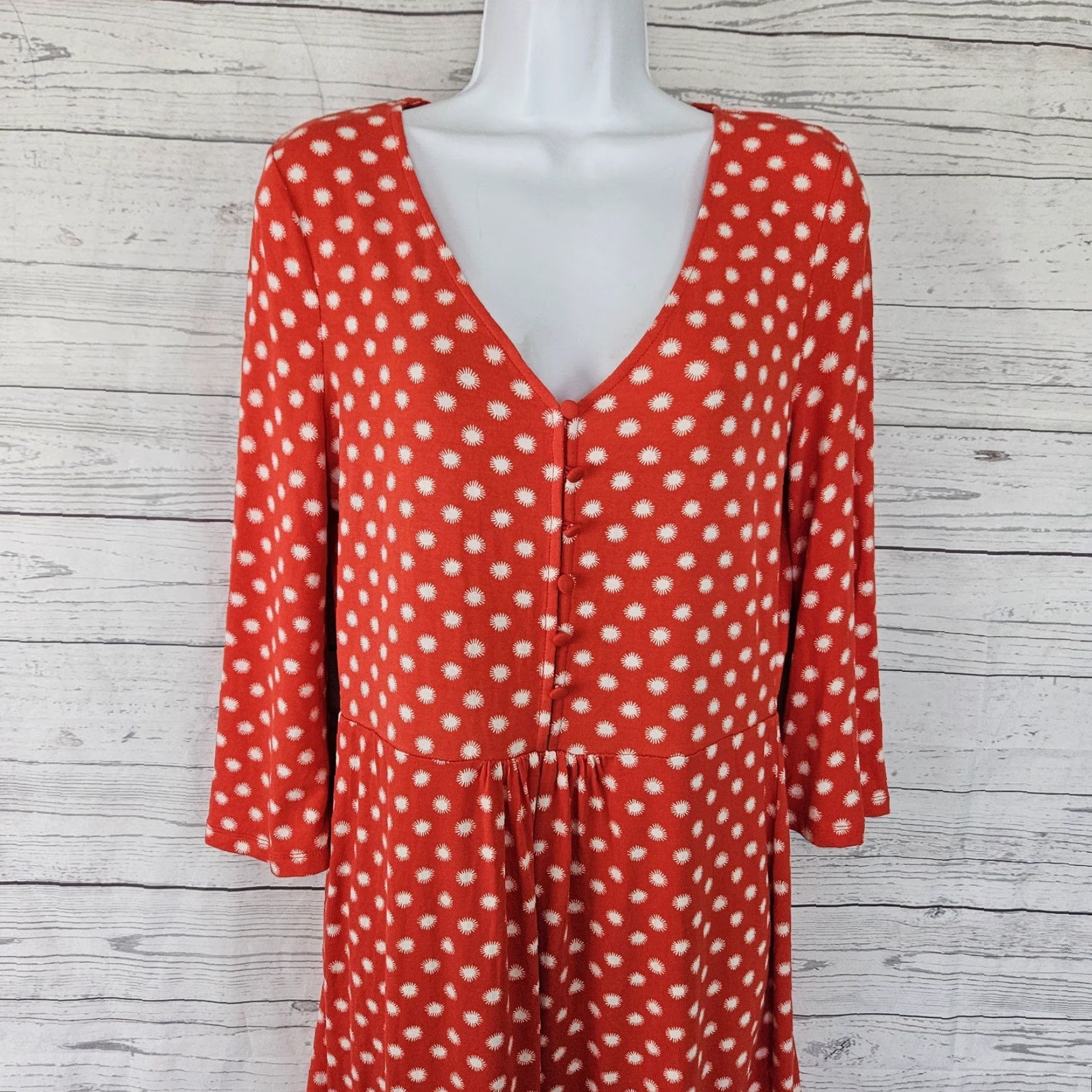Boden Boden Dress Womens Viscose Red Long Sleeve V-Neck Sz 8 Mini Casual Pullover Size M / US 6-8 / IT 42-44 - 2 Thumbnail