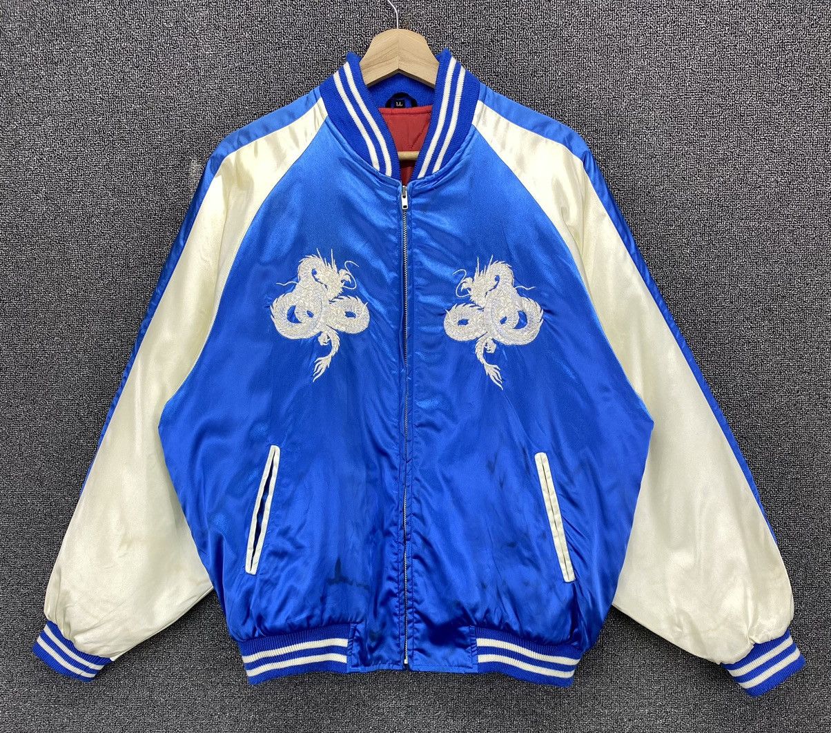 Japanese Brand Vintage 90s Sukajan Dragon Embroidery Varsity Jacket Size US L / EU 52-54 / 3 - 6 Thumbnail
