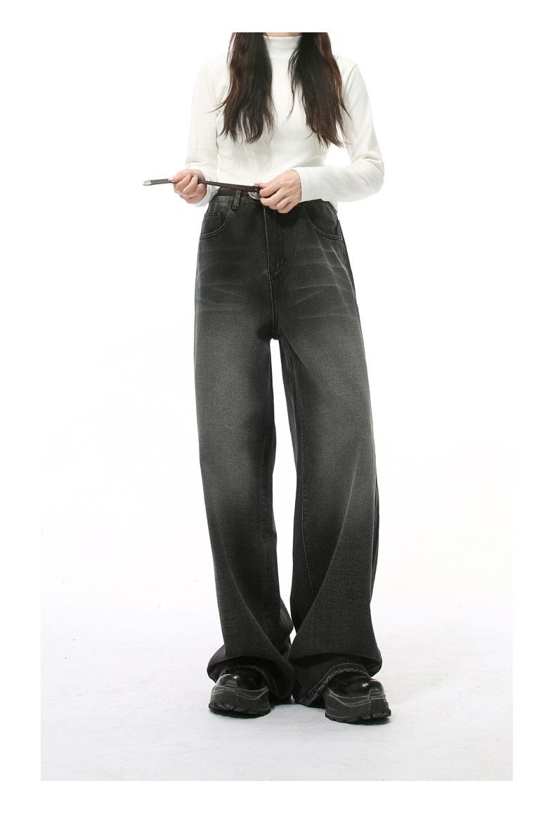 Japanese Brand × Jean American style washed distressed wide-leg straight-leg jeans Size US 34 / EU 50 - 2 Thumbnail
