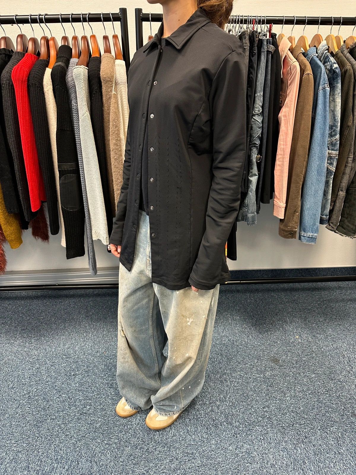 Marithe + Francois Girbaud Marithé + Francois Girbaud Black Lycra Shirt Jacket Size L / US 10 / IT 46 - 3 Thumbnail