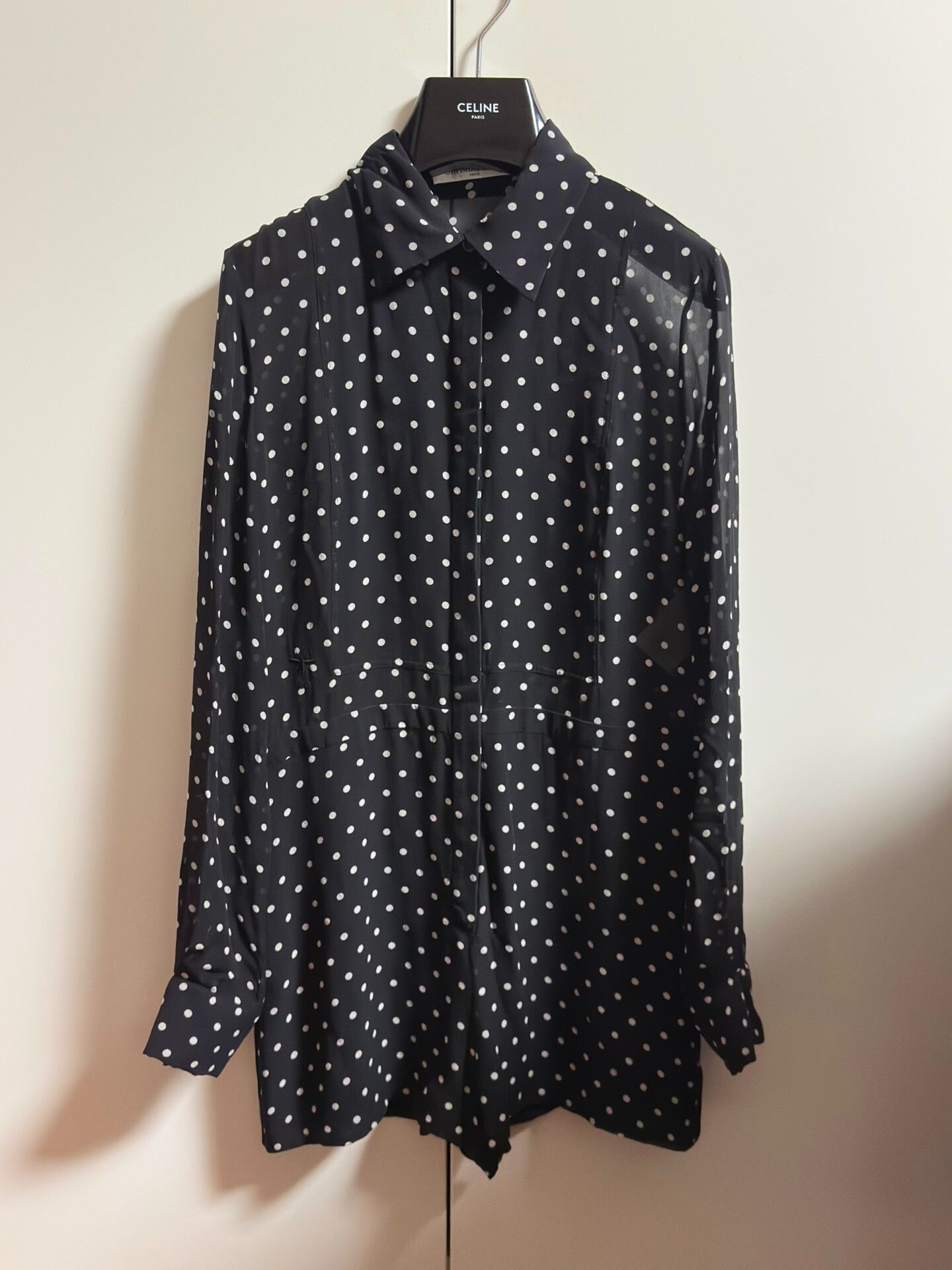 Dior Christian Dior Black Polka Dot Silk Jumpsuit Size 40" / US 18 - 1 Thumbnail