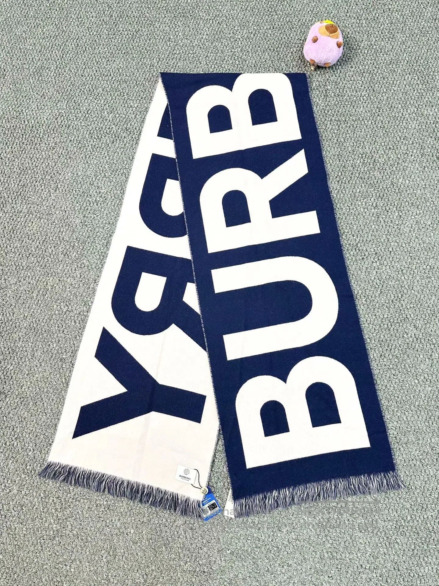 Burberry Burberry Classic Blue and Pink Dual Logo Wool Scarf| Size ONE SIZE - 1 Thumbnail