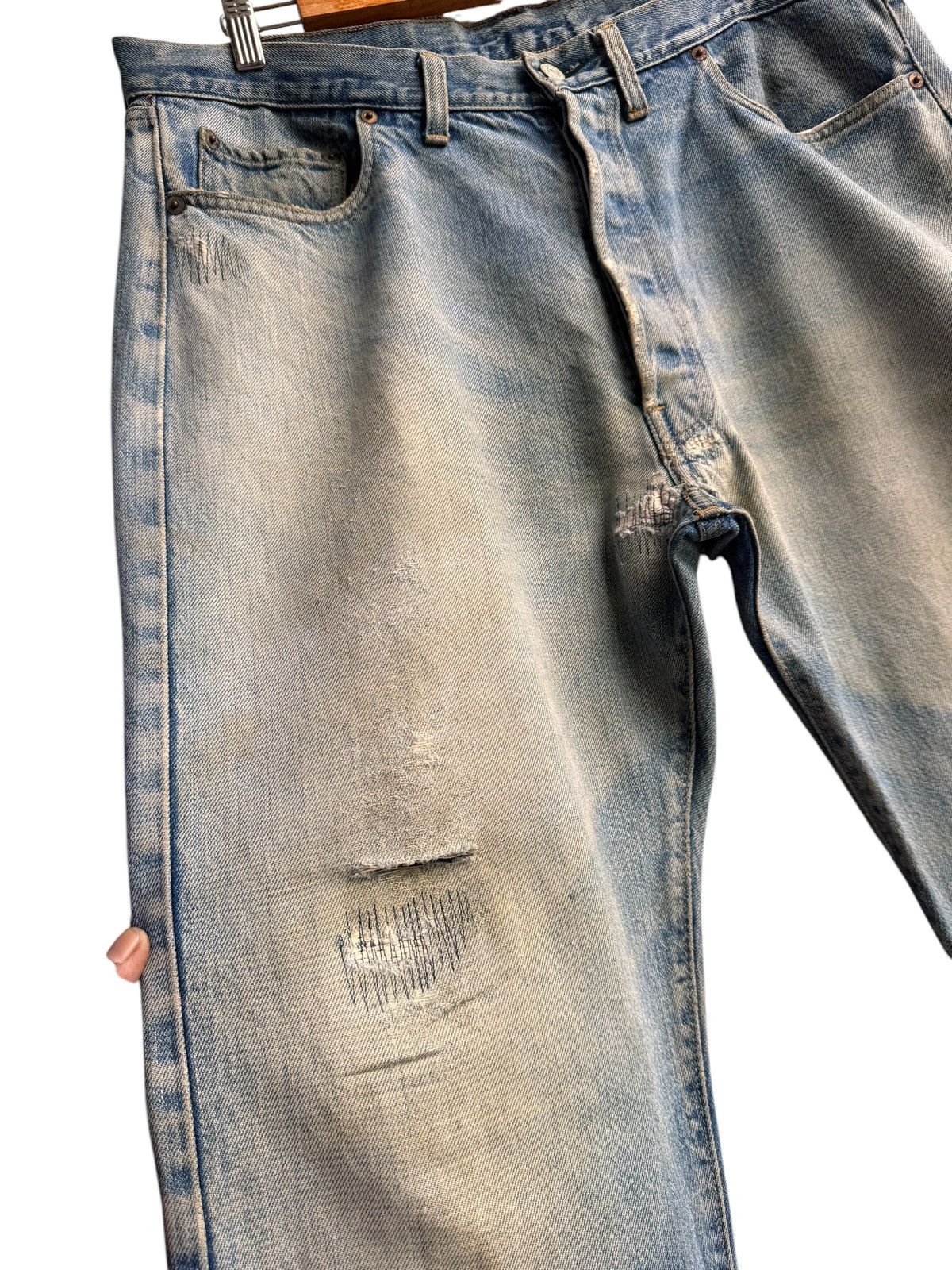 Levi's Vintage Distressed Levis 501 Selvedge Top button 6 Size US 36 / EU 52 - 6 Thumbnail