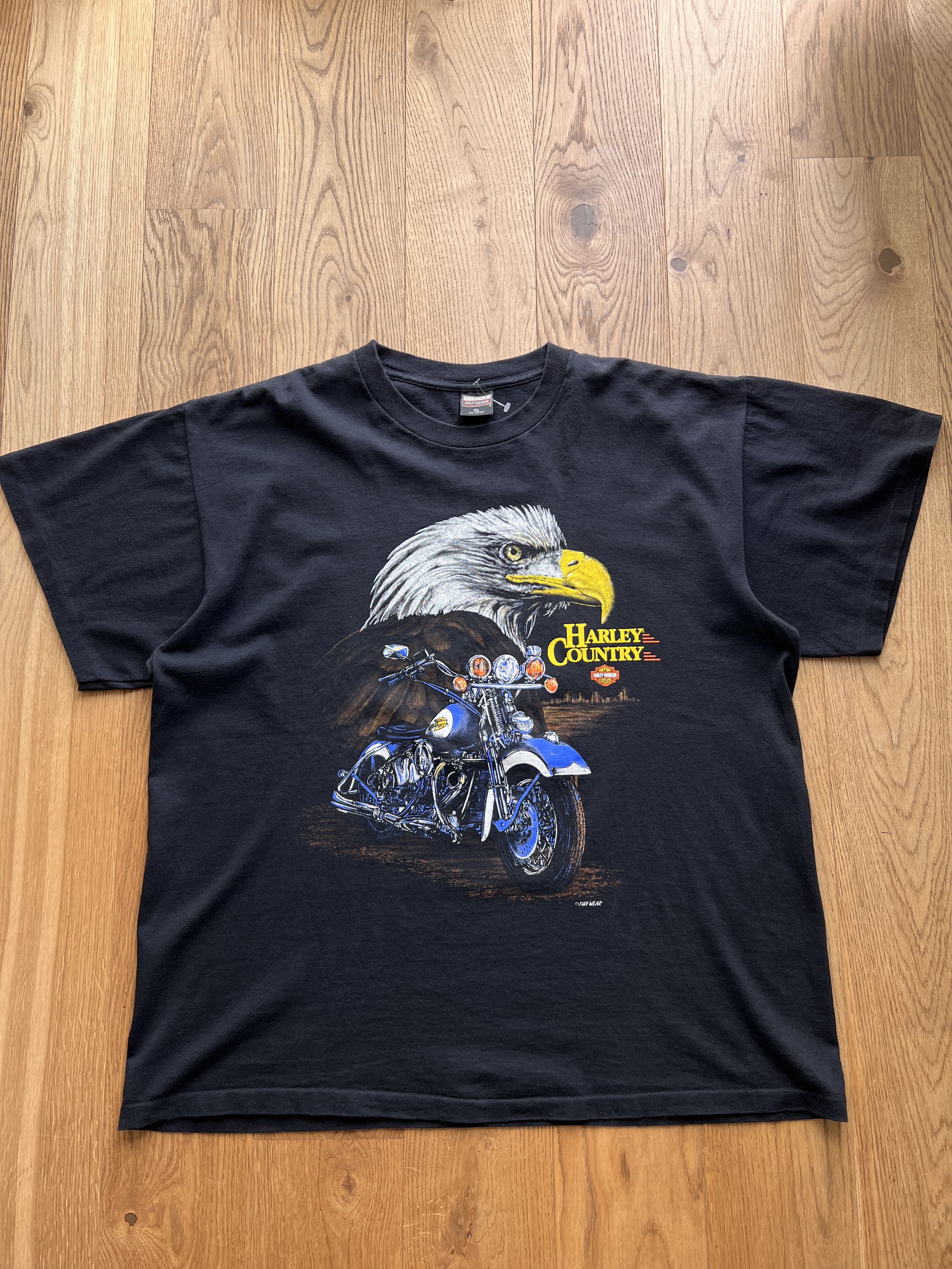 Harley Davidson Rare! HD 1990s USA Fun wear eagle t shirt single stitch tee Size US XL / EU 56 / 4 - 7 Thumbnail