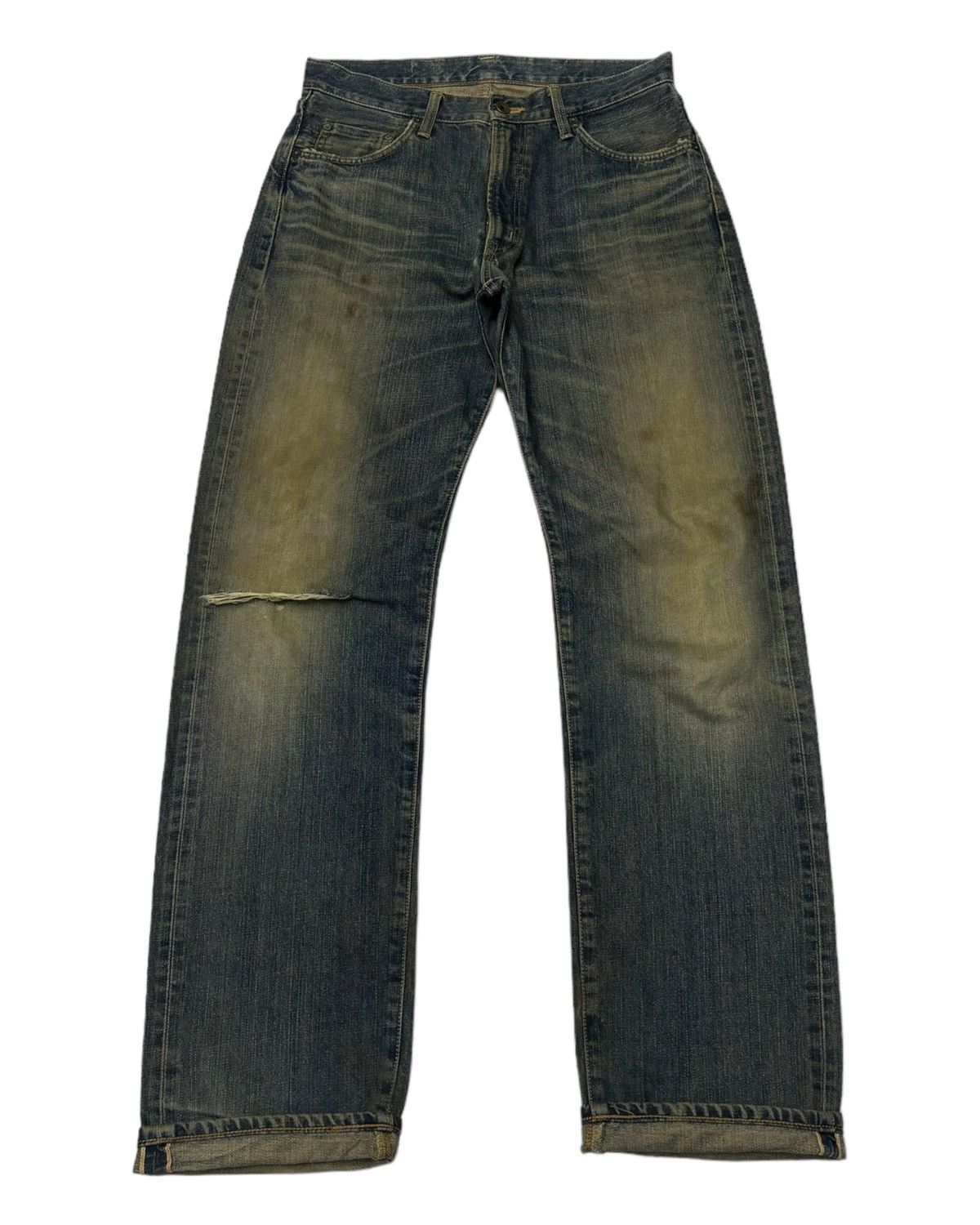 Edwin VINTAGE EDWIN 505XX SELVEDGE BAGGY DISTRESSED DENIM JEANS Size US 31 - 1 Thumbnail