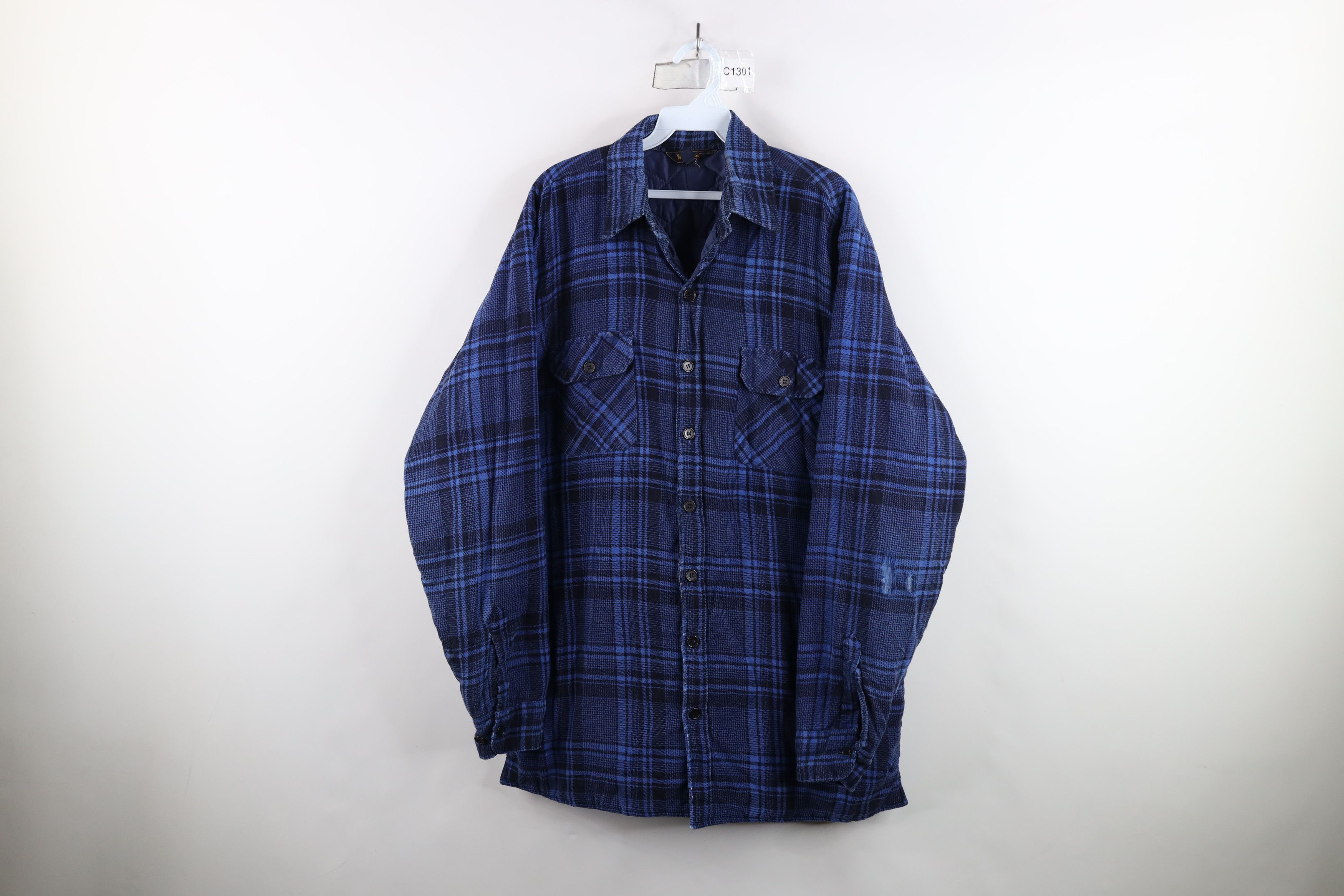 Vintage Vintage 70s Streetwear Quilted Flannel Shirt Jacket Size US L / EU 52-54 / 3 - 1 Thumbnail