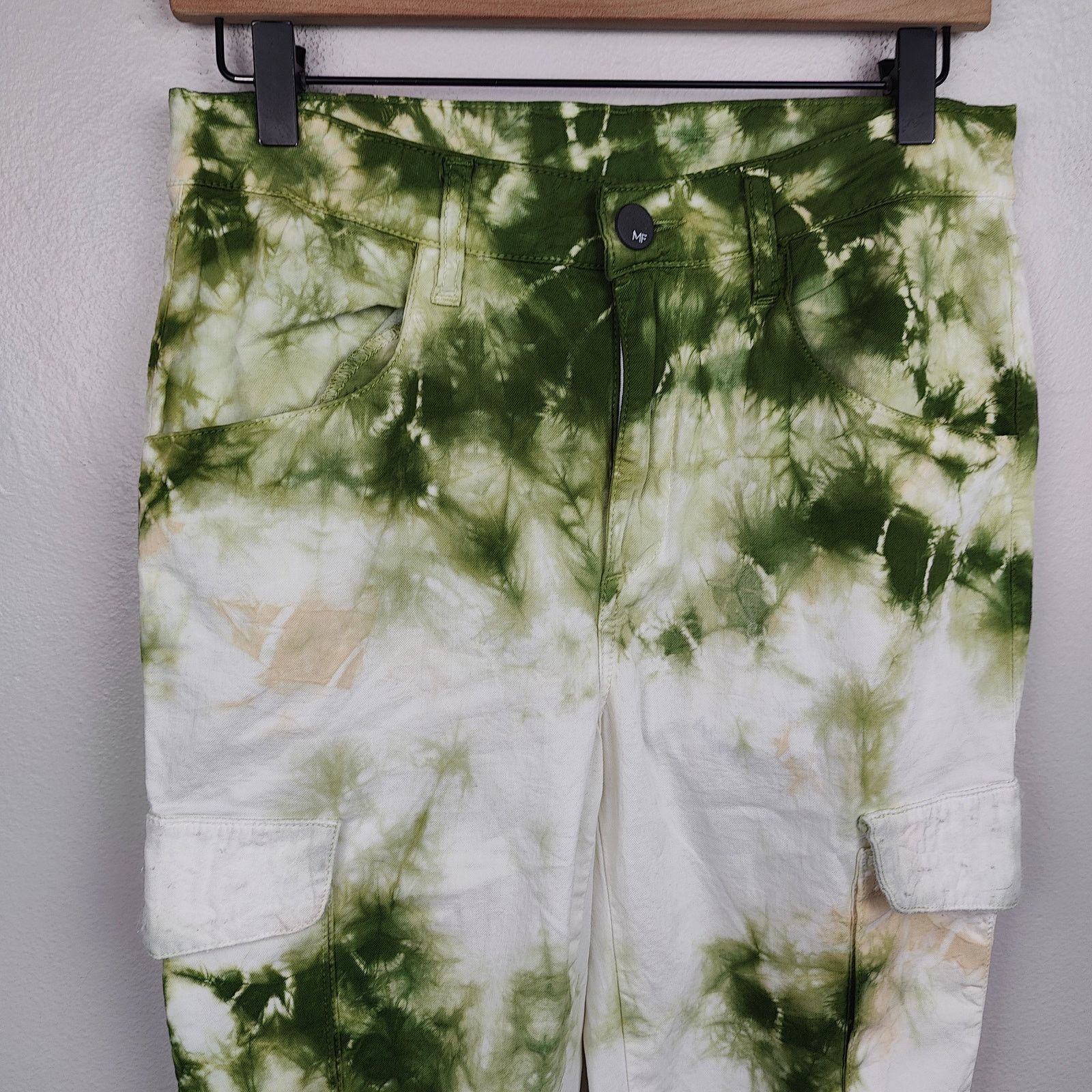MONFRERE Monfrere Tie Dye Cargo Jeans Mens 30 White Green Size US 30 / EU 46 - 2 Thumbnail