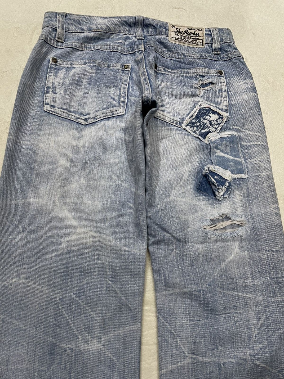 Japanese Brand Vintage Sky Bomber faded distress riped denim jeans Size US 30 / EU 46 - 14 Thumbnail