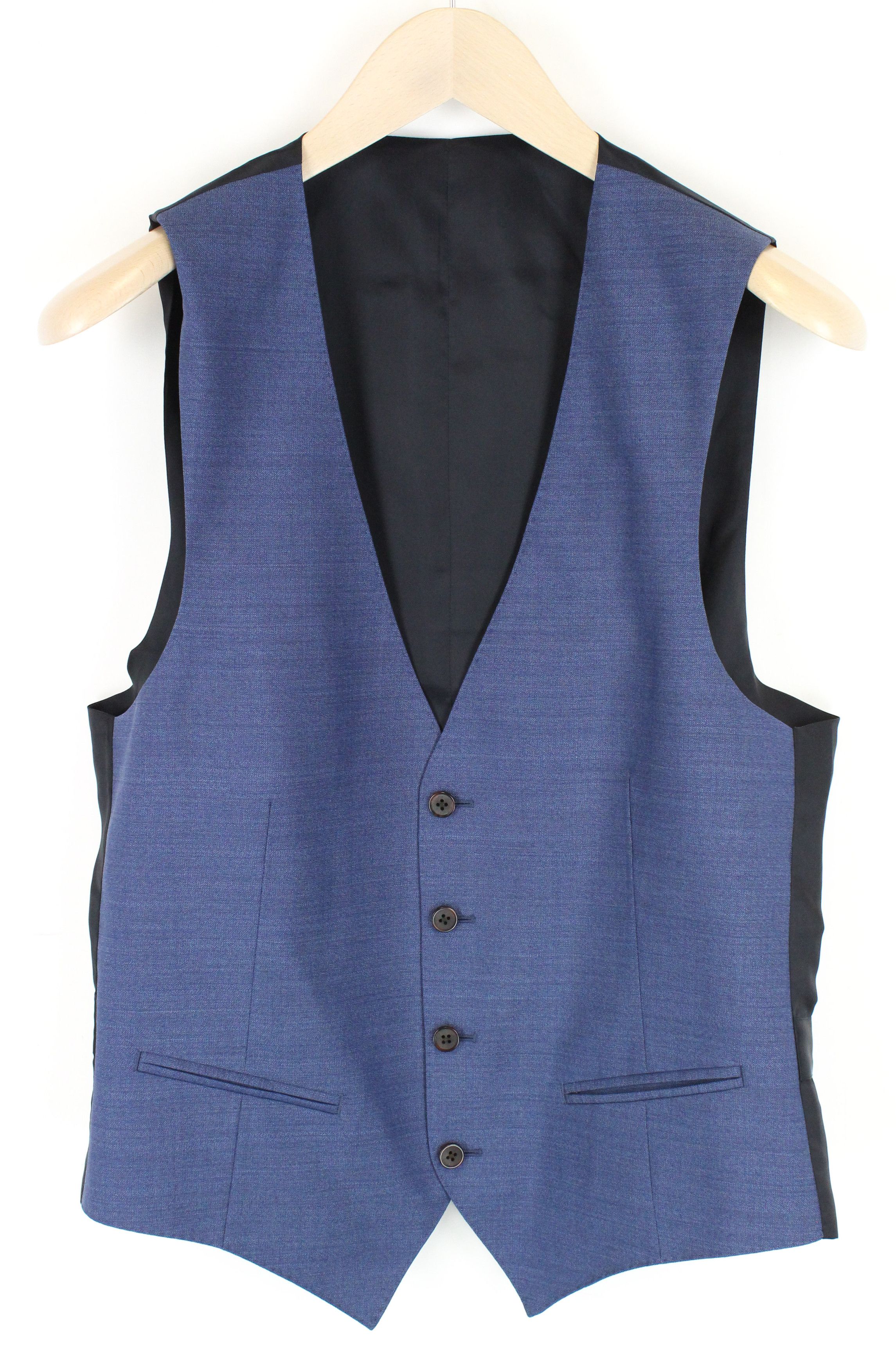 Suitsupply FERRARA UK38R Light Blue Melange Wool Waistcoat 55200 Size 38R - 1 Thumbnail