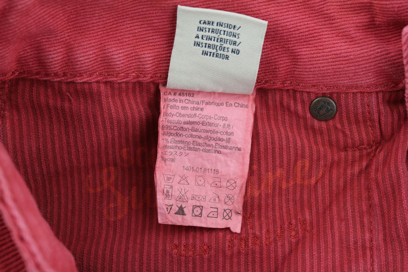 Scotch & Soda W29 Chino Corduroy Washed Red Button Fly Logo 84141 Size US 29 - 9 Thumbnail