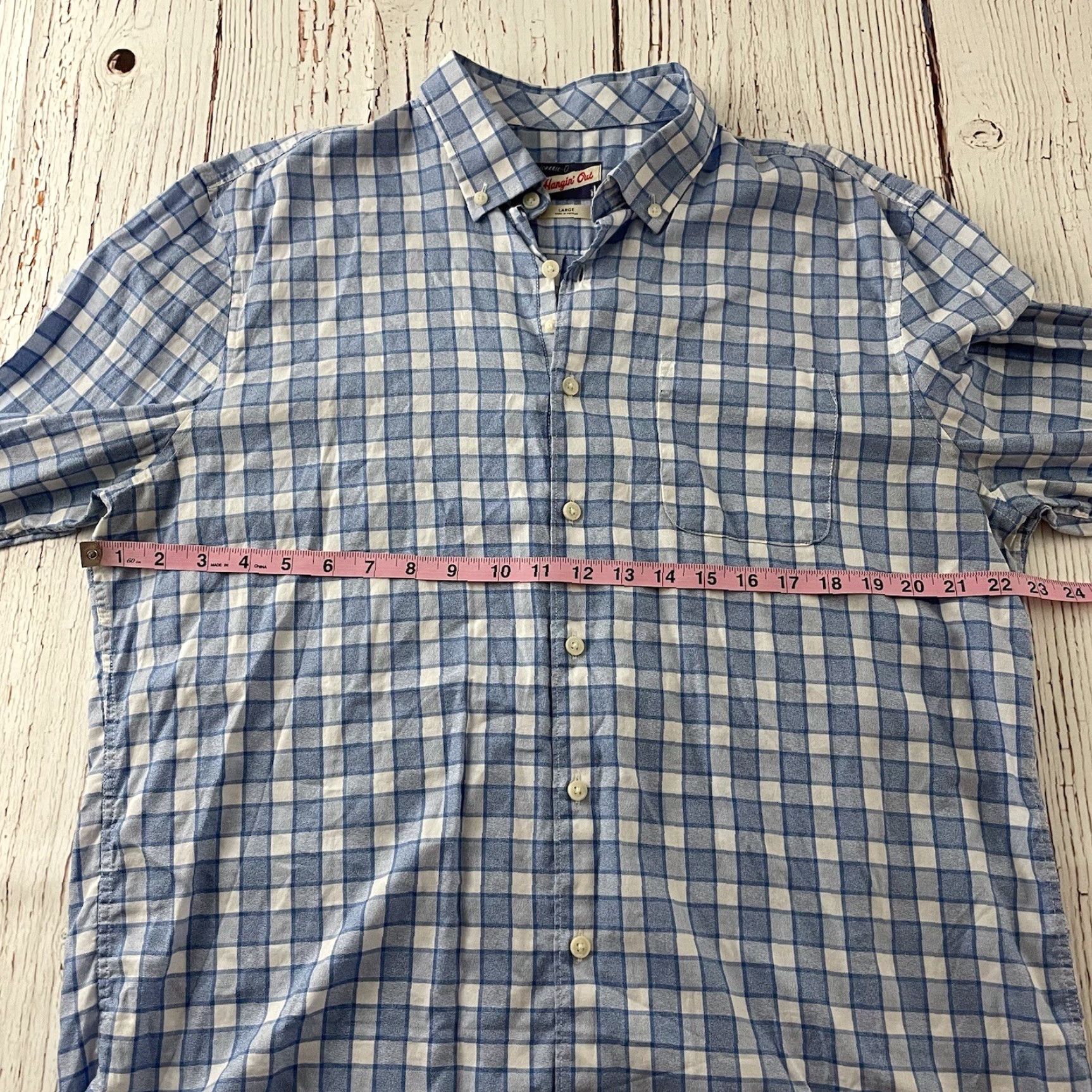 johnnie-O johnnie-O Plaid Long Sleeve Shirt Men Large Blue Button-Up Cotton Size US L / EU 52-54 / 3 - 5 Thumbnail