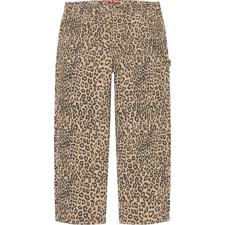 Supreme FW22 KINDERMANN GMBH COTTON MOLESKIN DOUBLE KNEE LEOPARD Size US 34 / EU 50 - 4 Thumbnail