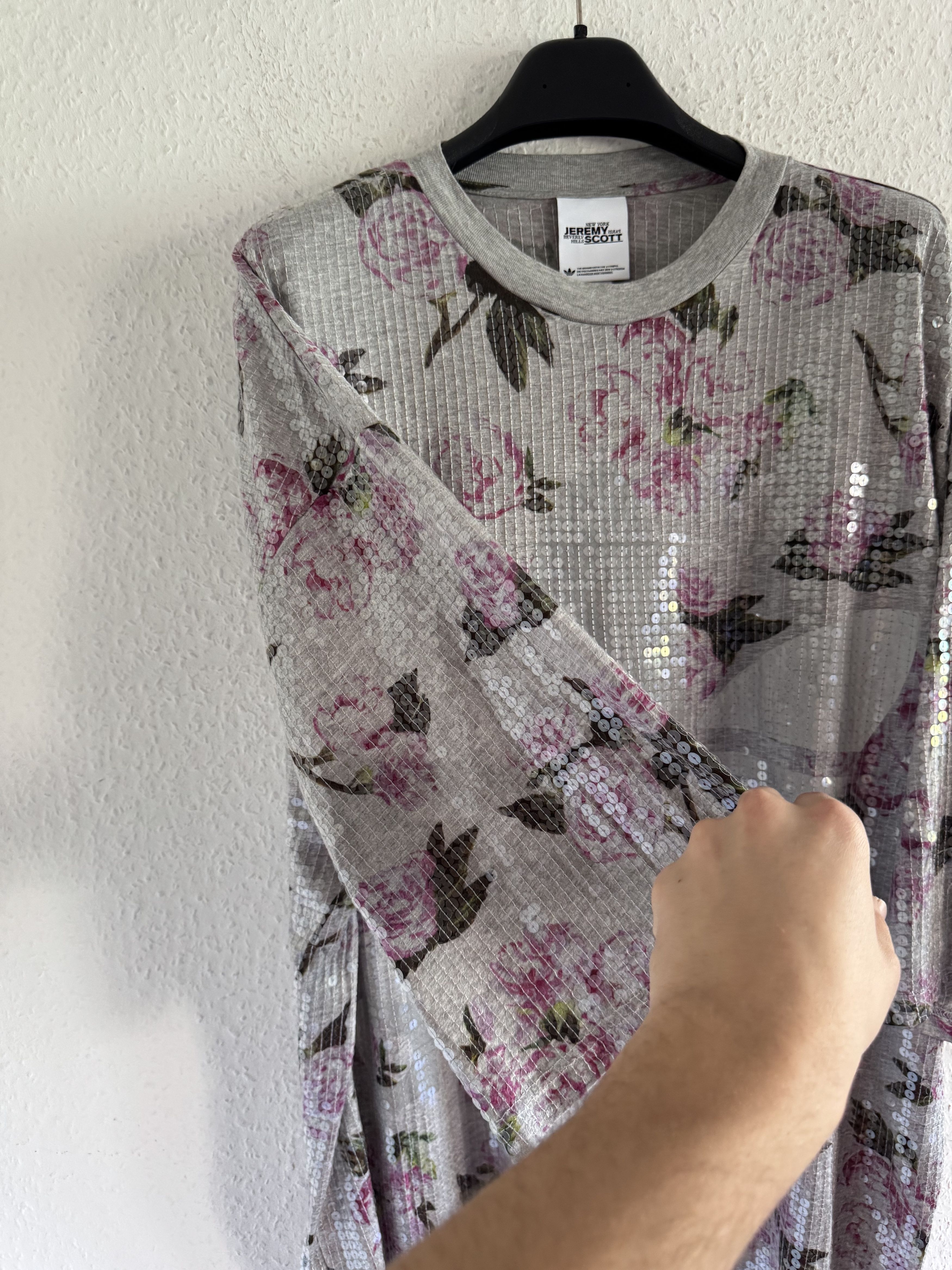 Adidas × Jeremy Scott Sequin Floral Oversized Long Shirt Dress Size US XXL / EU 58 / 5 - 4 Thumbnail