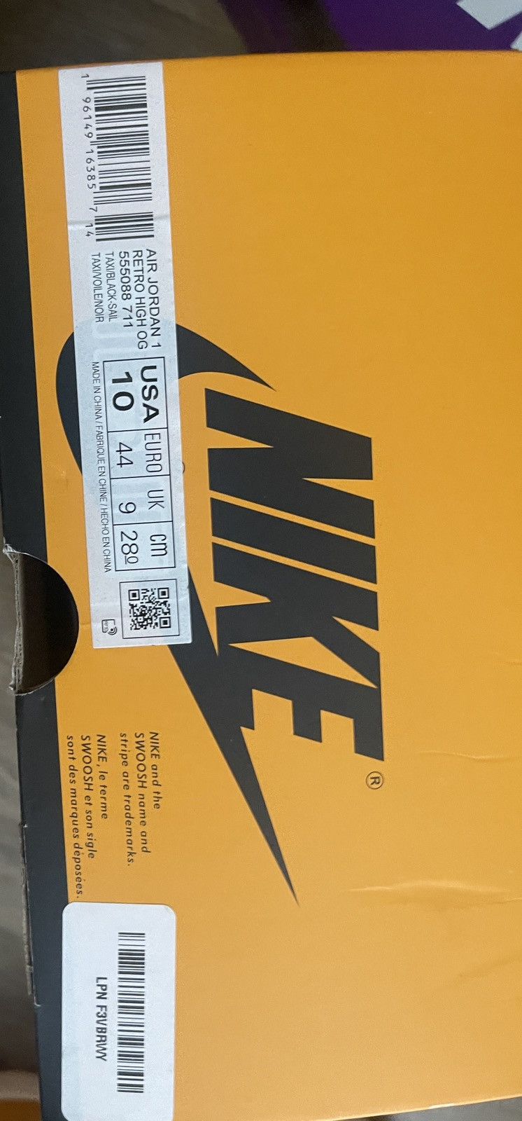 Jordan Brand × Nike Air Jordan 1 Retro High Og Yellow Toe Size US 10 / EU 43 - 1 Thumbnail