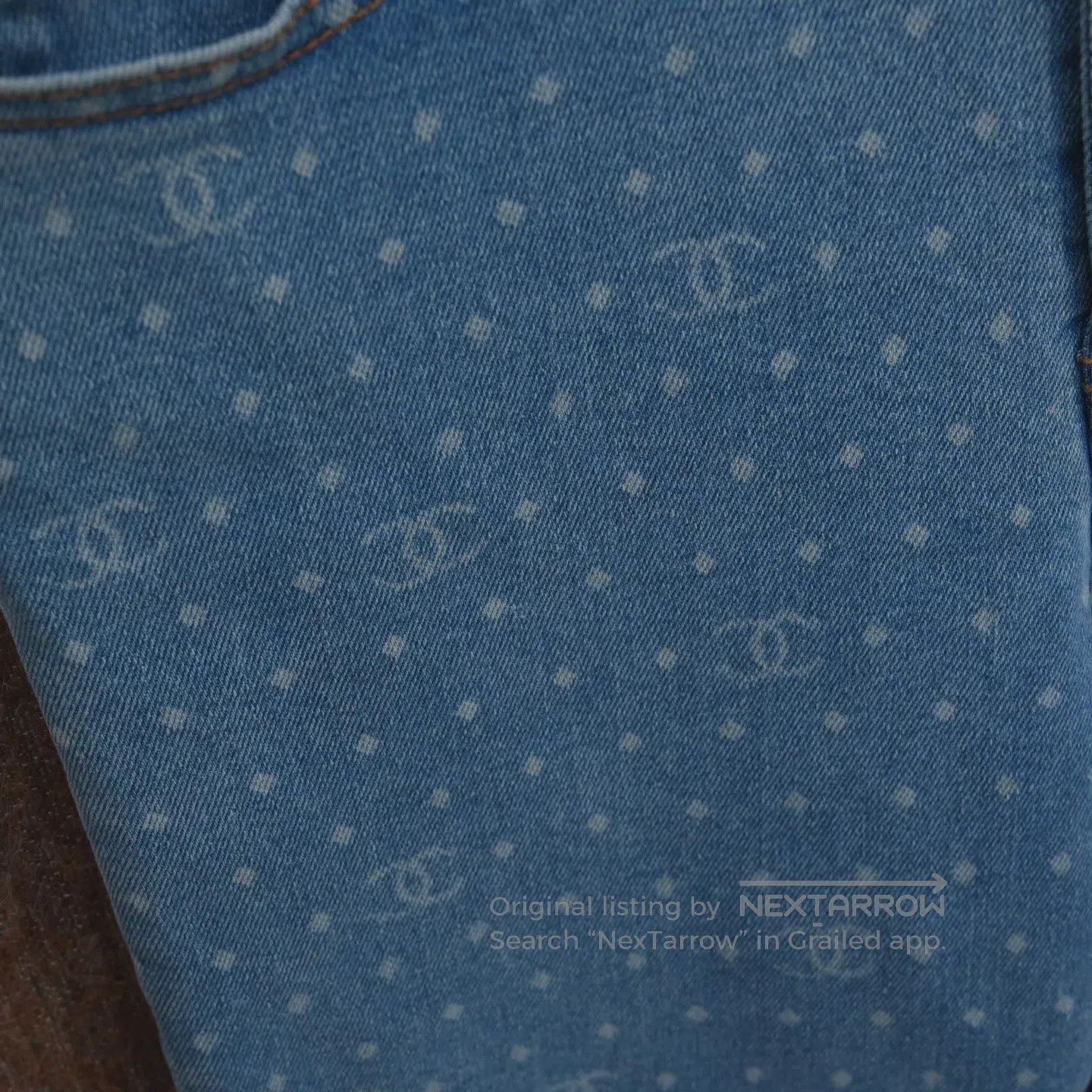 Chanel Chanel 23P blue full-print polka-dot logo jeans Size 35" - 5 Thumbnail