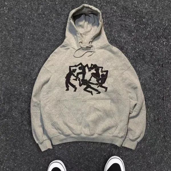 Japanese Brand Kuroda x naga Washed vintage grey dancer pattern hoodie y2k Size US L / EU 52-54 / 3 - 3 Thumbnail