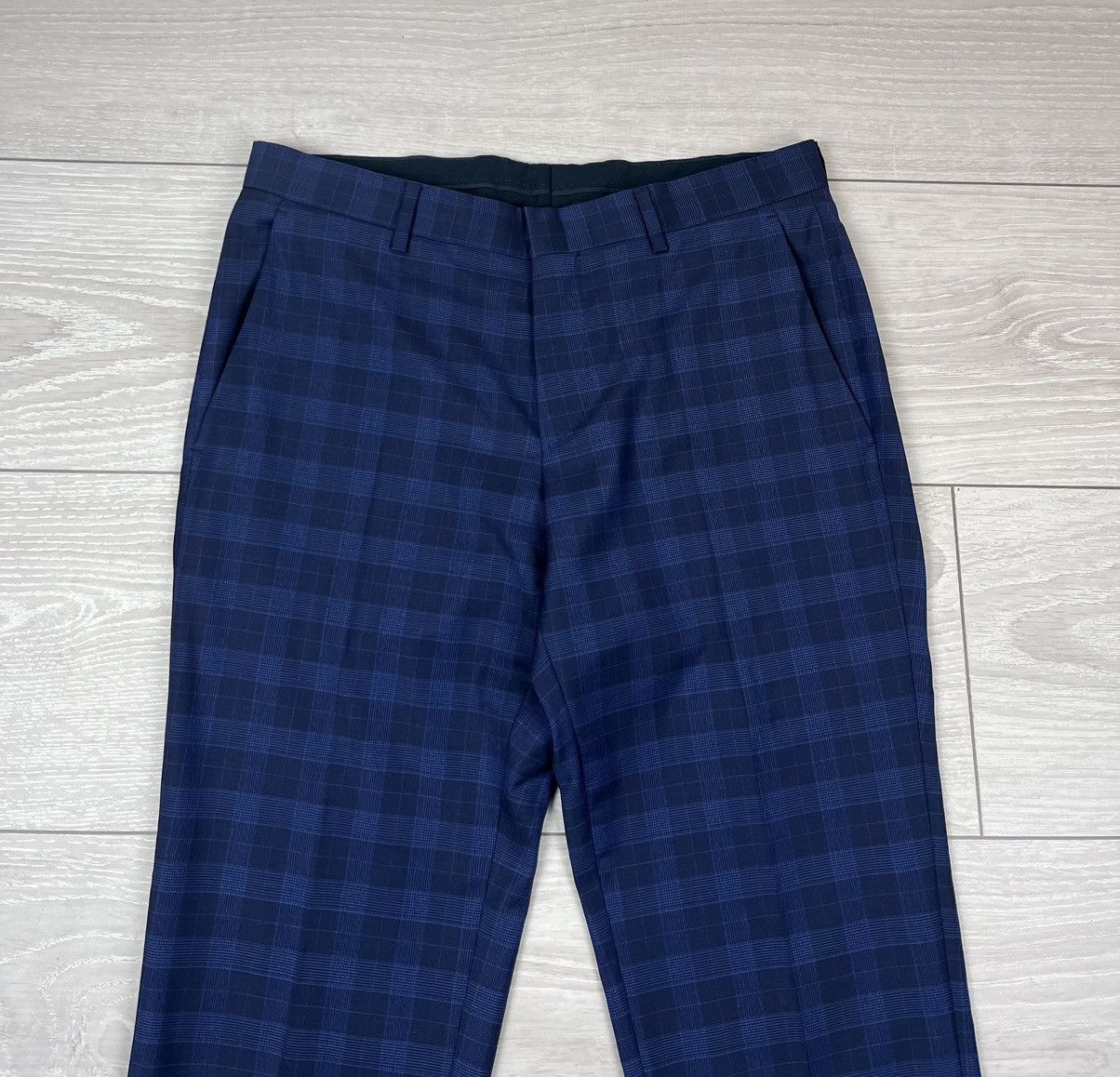 Hugo Boss Hugo Boss Wool/Silk Plaid Blue Two Buttons Suit Blazer Pants Size 36R - 19 Thumbnail