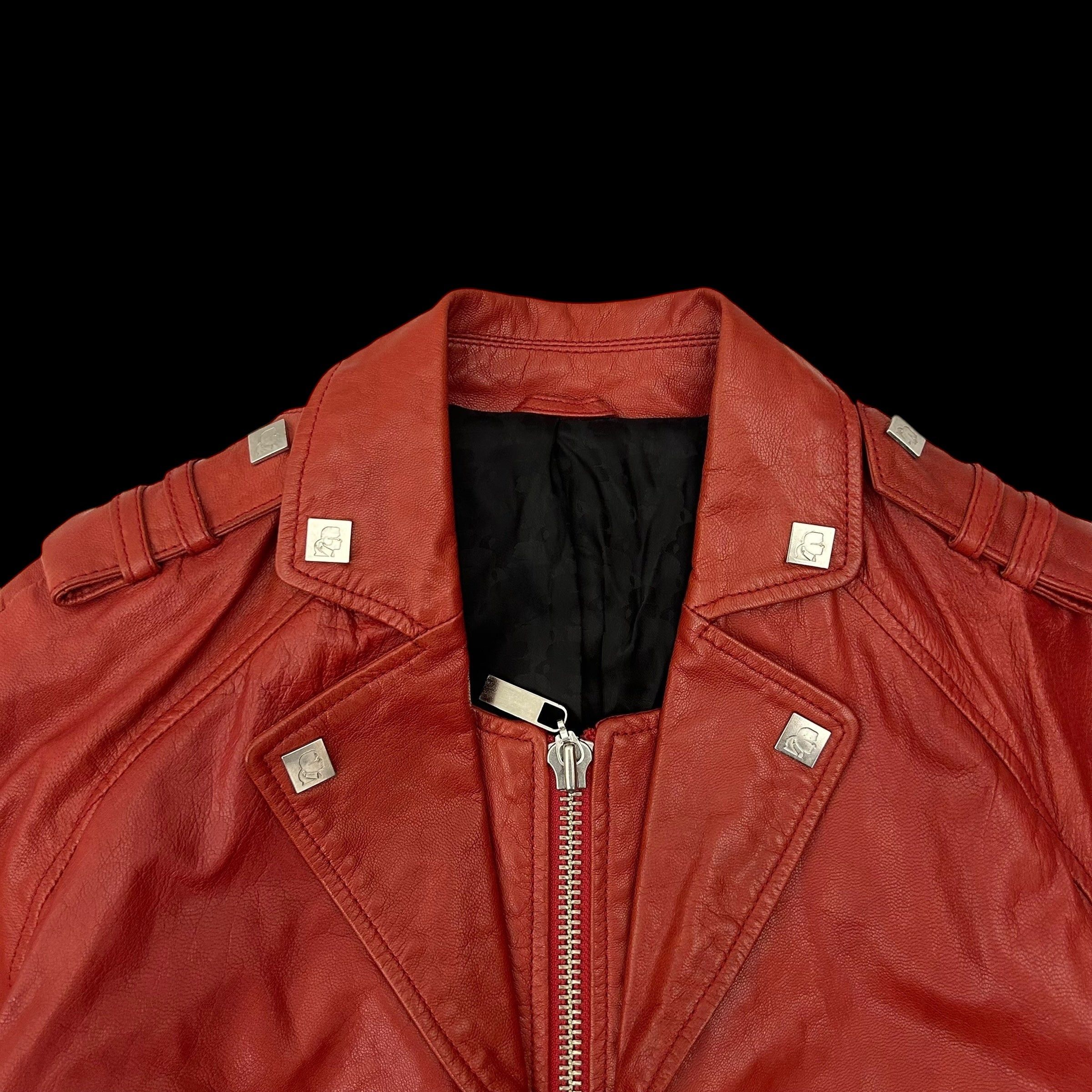 Karl Lagerfeld Karl Lagerfeld Goat Leather Biker Jacket Red (Fits M Womens) Size M / US 6-8 / IT 42-44 - 2 Thumbnail