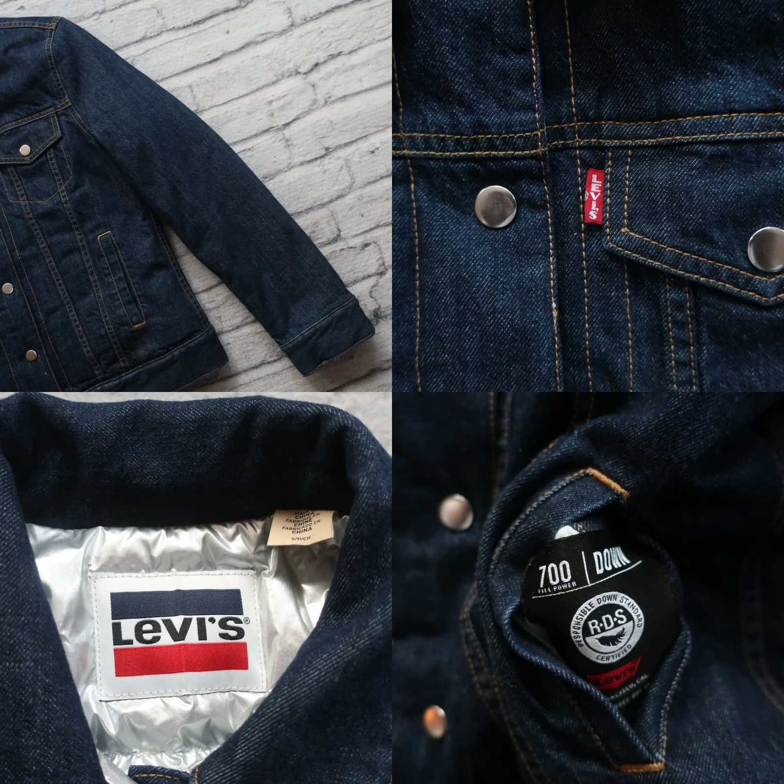 Levi's Levi's Reversible Denim Quilted Down Trucker Jacket Womens Small Silver Shirt VINTAGE (adjusted) Size S / US 4 / IT 40 - 8 Thumbnail