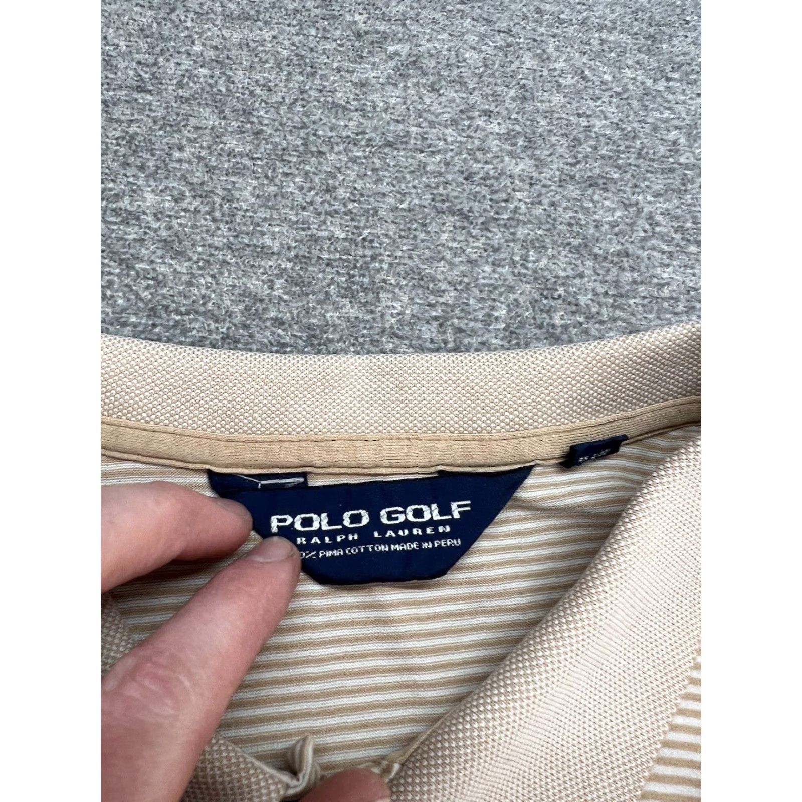 Polo Ralph Lauren Polo Ralph Lauren Mens Polo Shirt Adult XL Short Sleeve Beige Striped Pony Logo Polo Ralph Lauren Big Pony Golf Shirt Size US XL / EU 56 / 4 - 3 Thumbnail