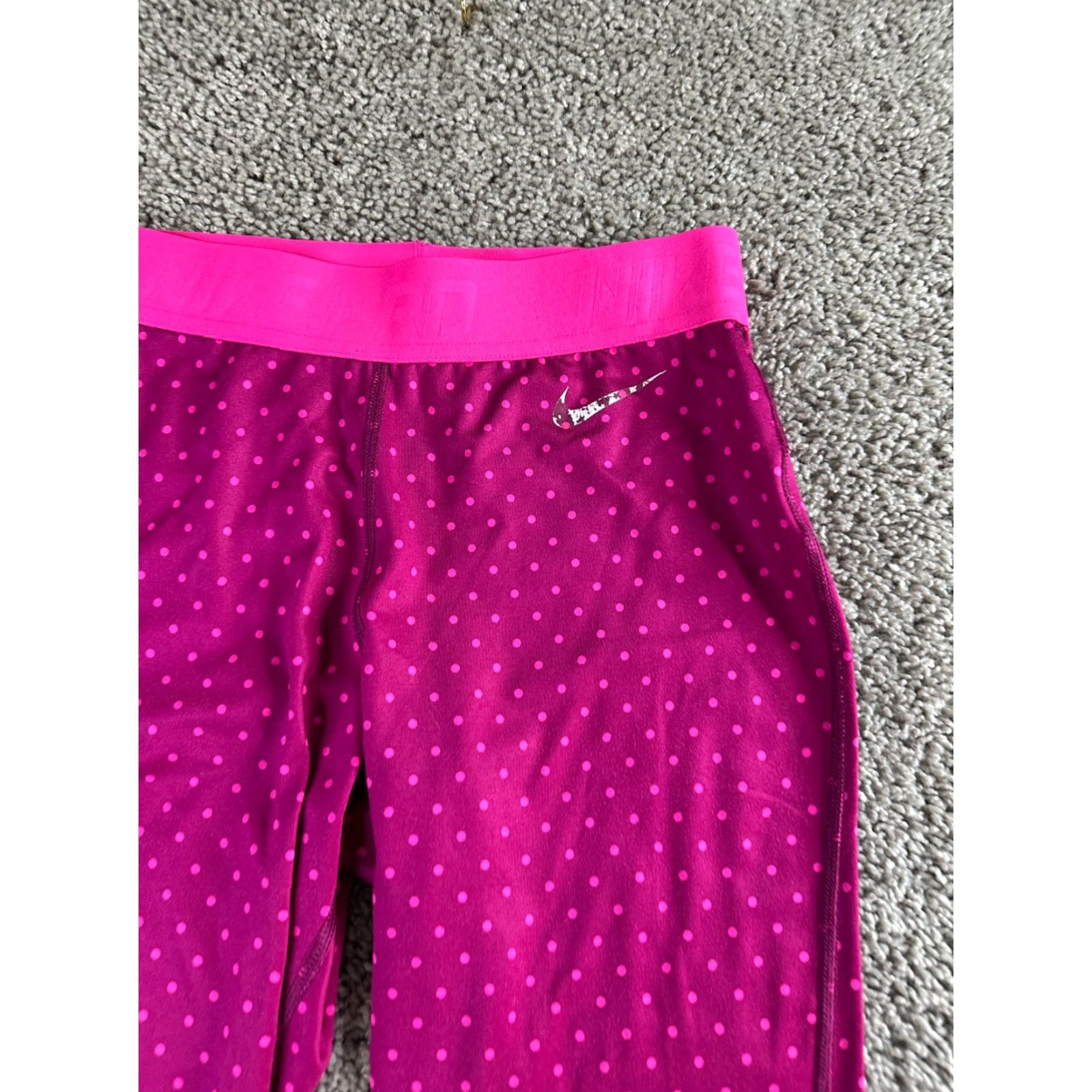 Nike Nike Pro Hyperwarm Leggings Womens S Raspberry Pink Polka Dot Yoga DriFIT Ladies Size 28" / US 6 / IT 42 - 3 Thumbnail