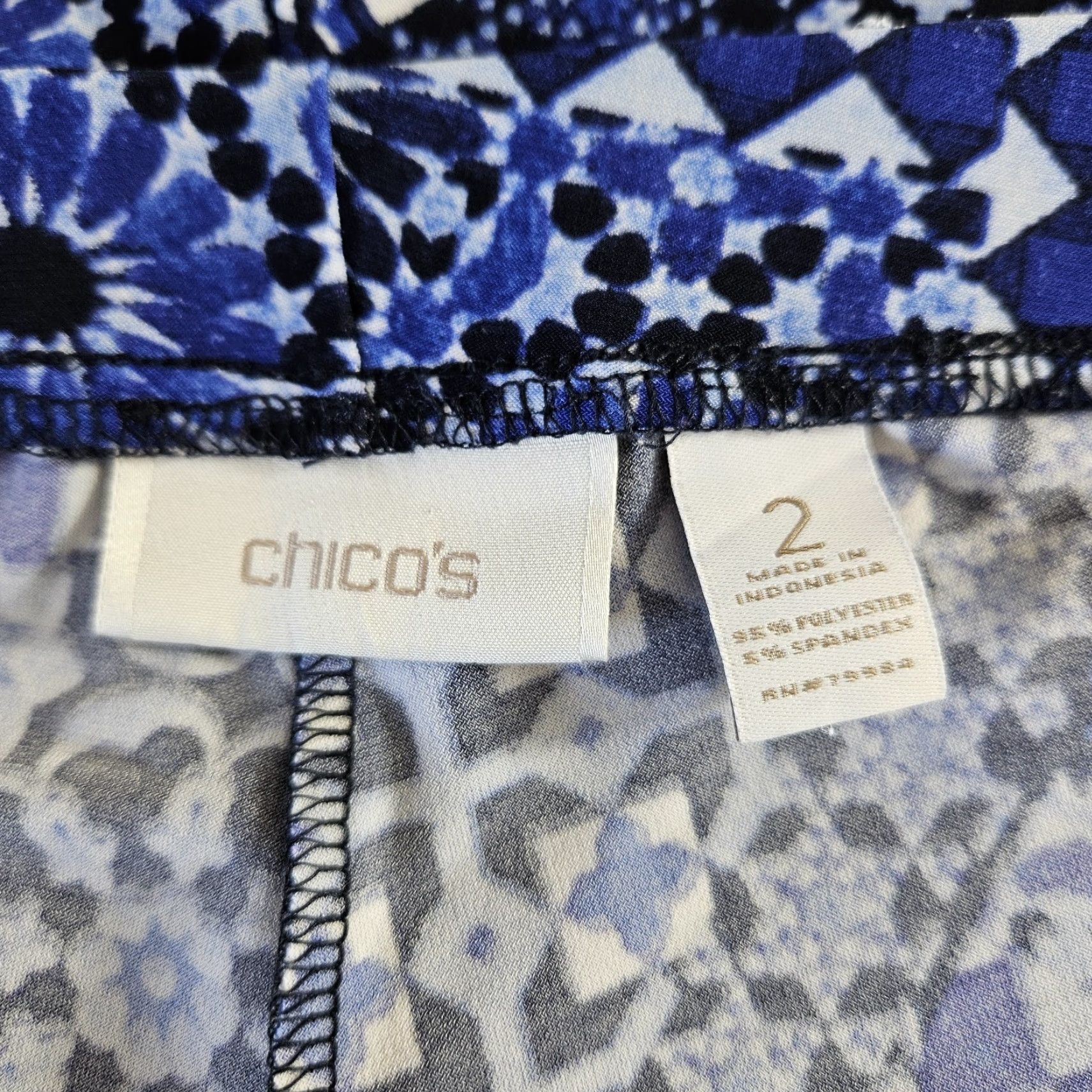 Vintage VINTAGE? (no) Chicos Womens Wide Leg Pants Pull On Large Blue White High Rise Size 36" / US 14 / IT 50 - 6 Thumbnail