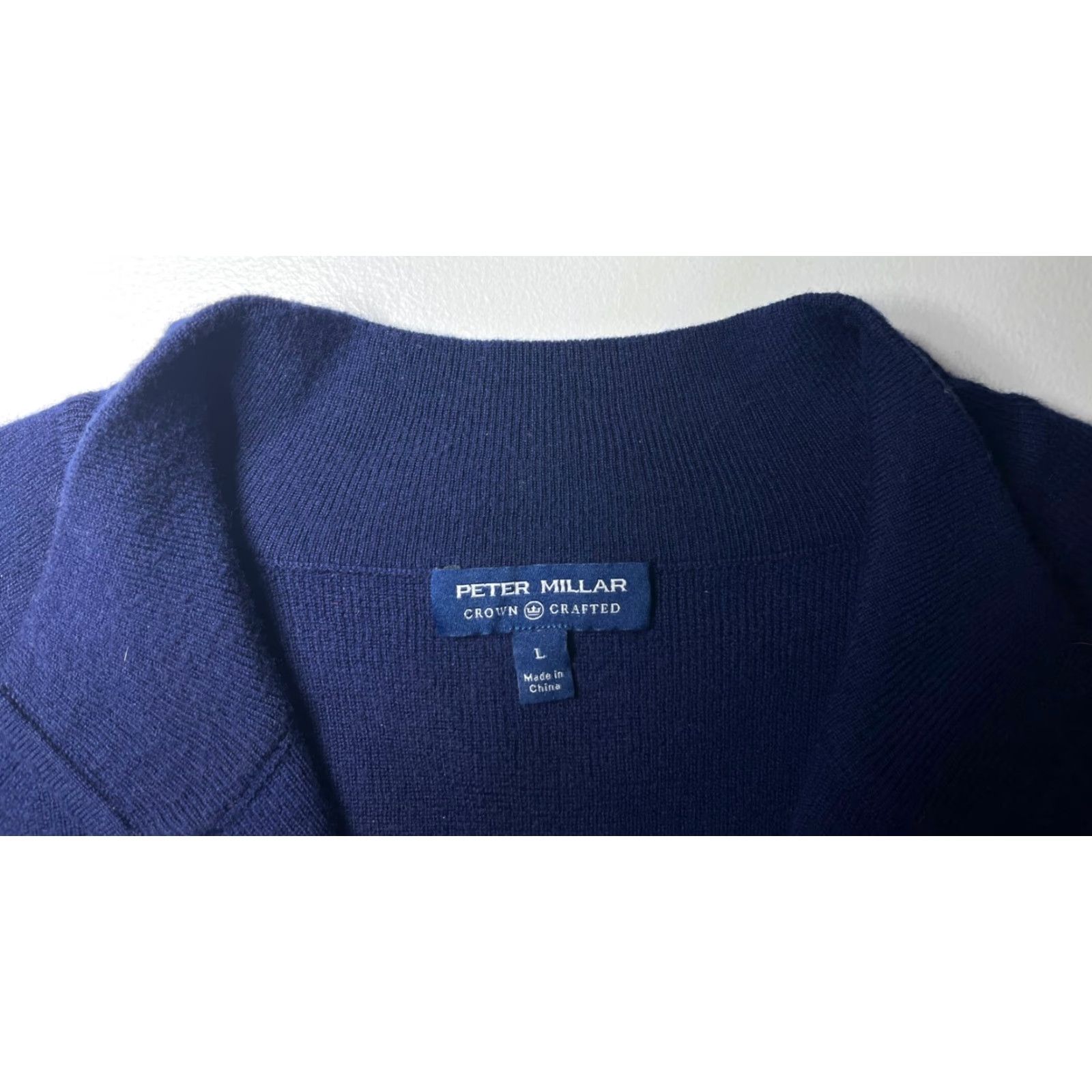 Peter Millar Peter Millar Crown Crafted 1/4 Zip Pullover Sweater Mens L Navy Wool Blend Long Sleeve Size US L / EU 52-54 / 3 - 5 Thumbnail
