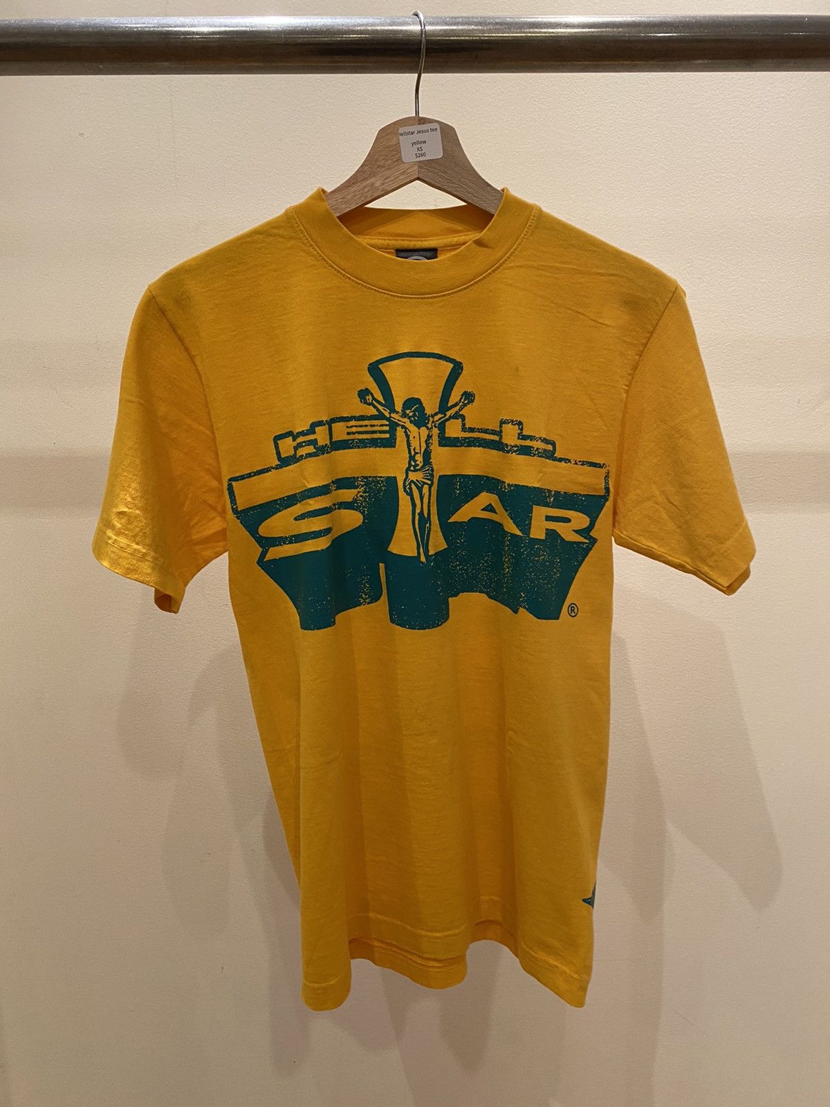 image of Hellstar Jesus Tee in Yellow, Men's (Size XS)