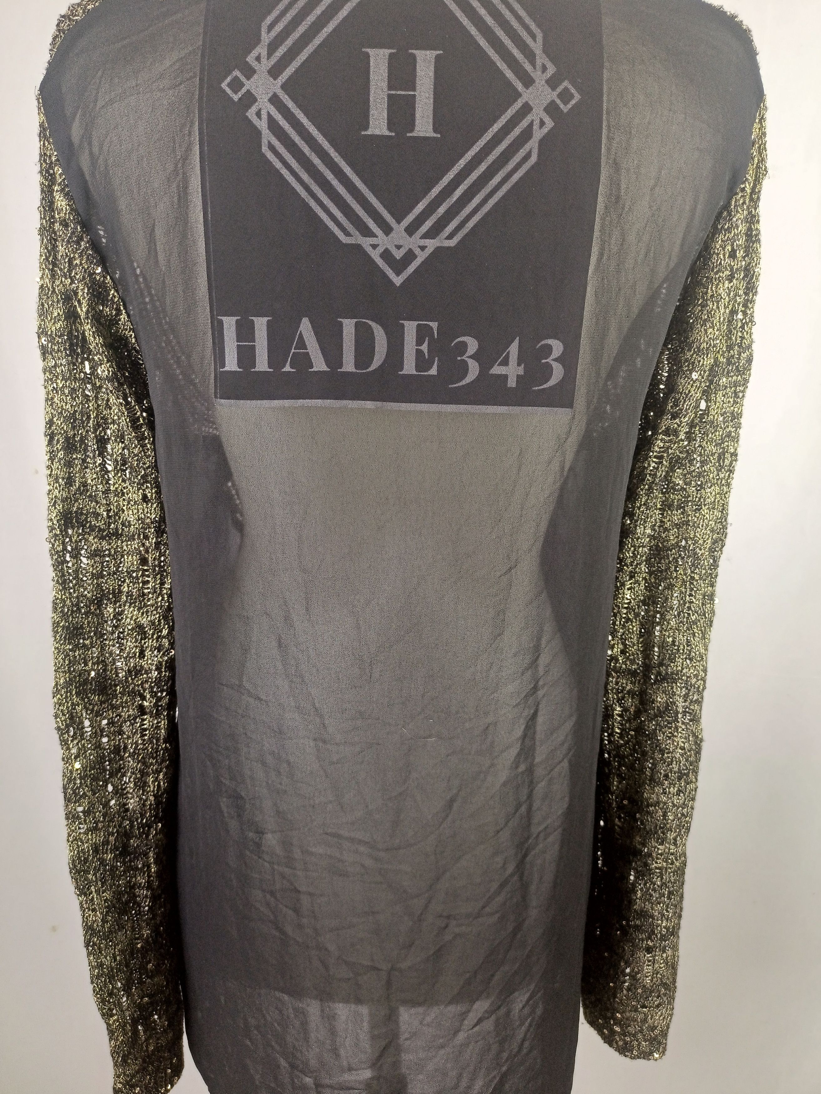 Japanese Brand BESTI BELLI Milan Black Gold Sequin Distressed Knit Size L / US 10 / IT 46 - 3 Thumbnail