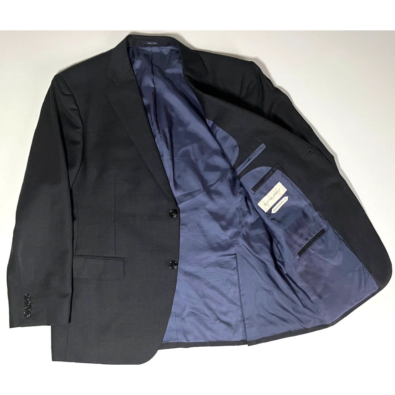 Suitsupply Suitsupply Wool Suit Jacket Perennial Vitale Barberis Canonico Italy Sz 44 Men’s Dark Gray Two-Button Single-Breasted Jacket Size 44R - 5 Thumbnail