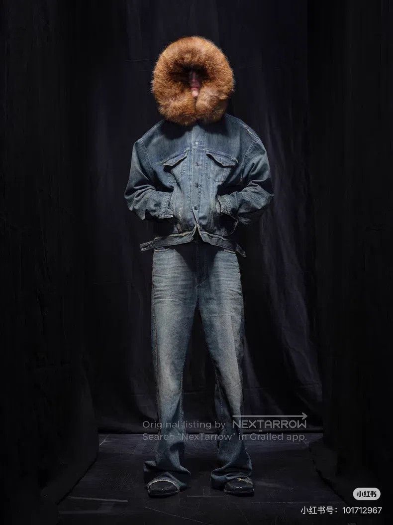 Balenciaga Balenciaga Hooded Big Collar Loose Denim Jacket Size US S / EU 44-46 / 1 - 7 Thumbnail