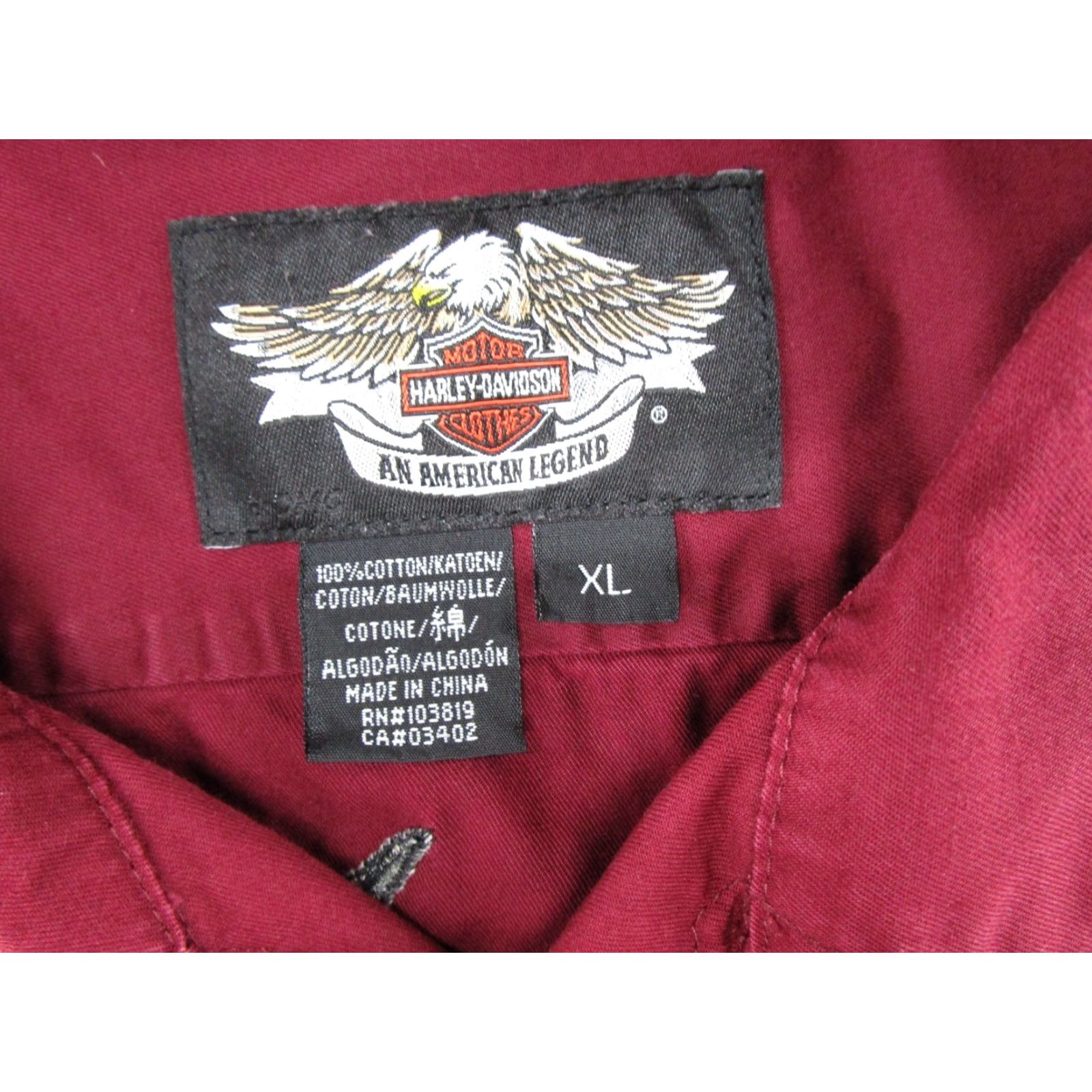 Harley Davidson Harley-Davidson Eagle Button Up Short Sleeve Embroidered Biker Mechanic Shirt XL Red Men Button-Down Collar Casual Vintage: No Size US XL / EU 56 / 4 - 3 Thumbnail