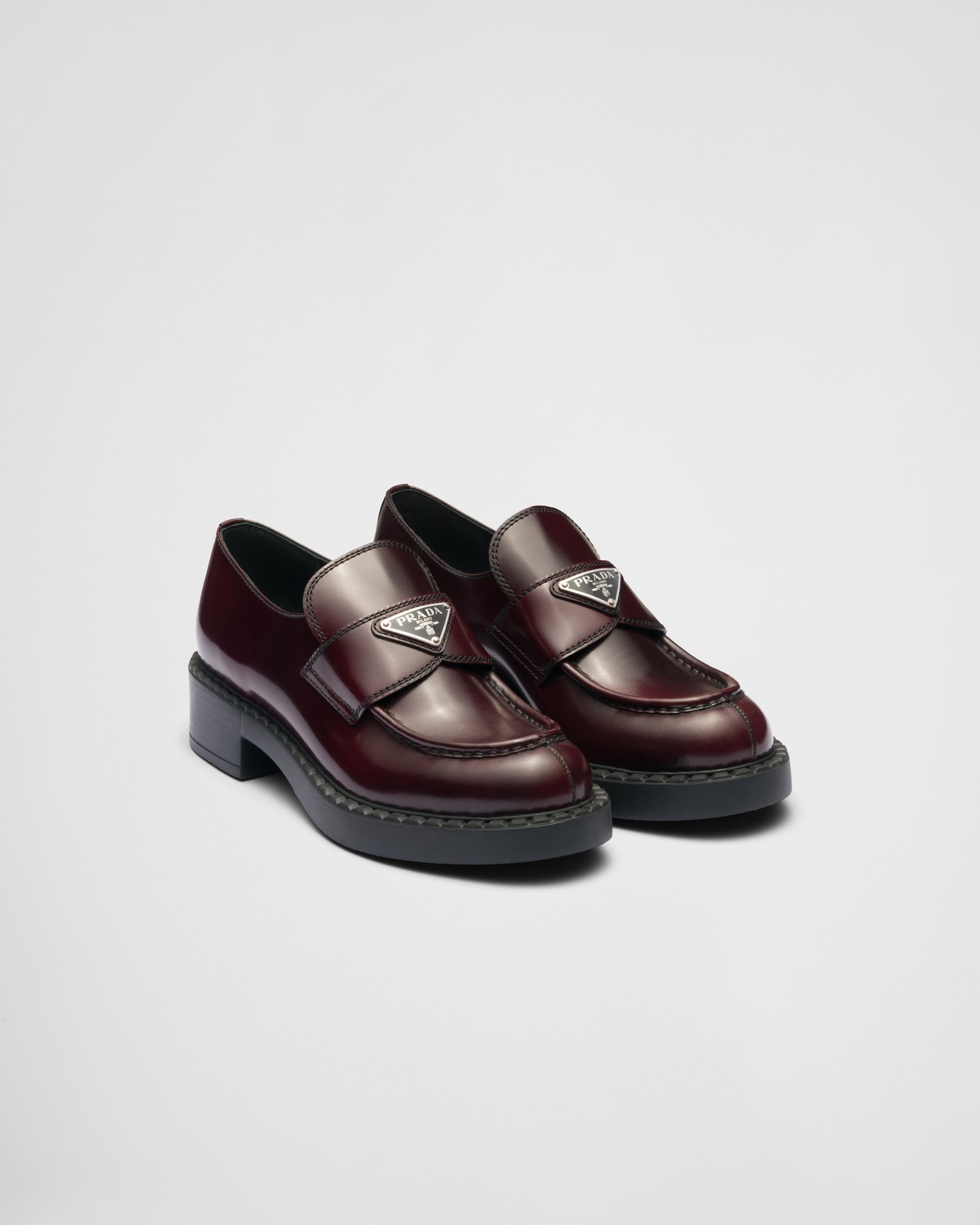 Prada Chocolate Brushed Leather Loafers Size US 5 / IT 35 - 1 Thumbnail