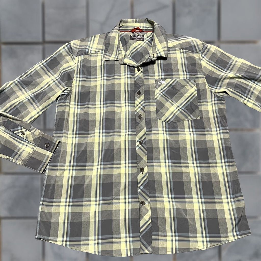 Vintage Simms Shirt Mens Large Green Plaid Fishing Long Sleeve Button Performance Shirt Size US L / EU 52-54 / 3 - 1 Thumbnail