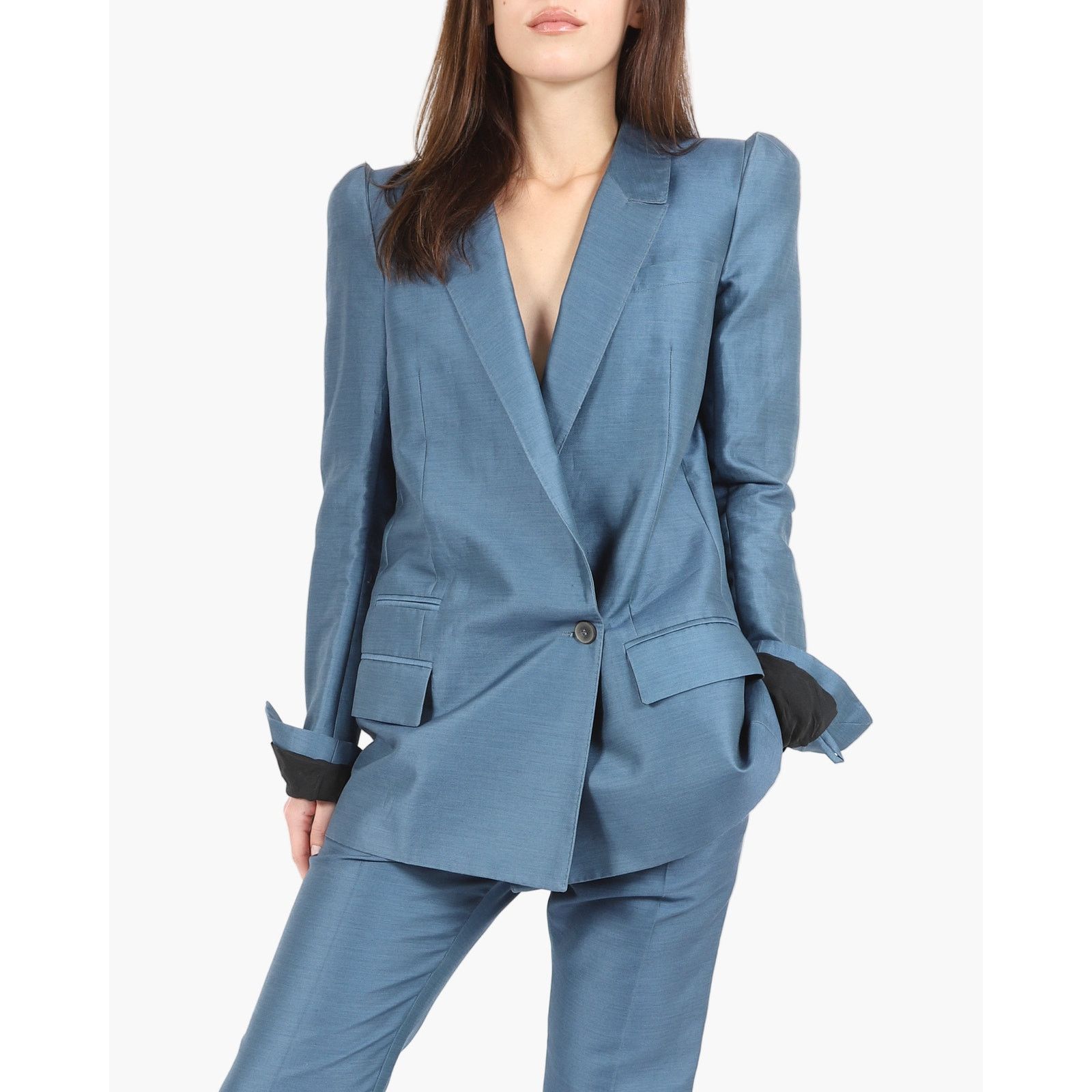 Haider Ackermann FW17 Oversized 3D Shoulder Blazer in Blue Cotton Size XS / US 0-2 / IT 36-38 - 1 Thumbnail