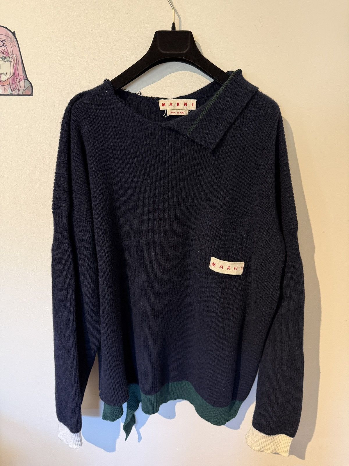 Marni Marni Asymmetric Collar Knit Sweater Size US XL / EU 56 / 4 - 1 Thumbnail