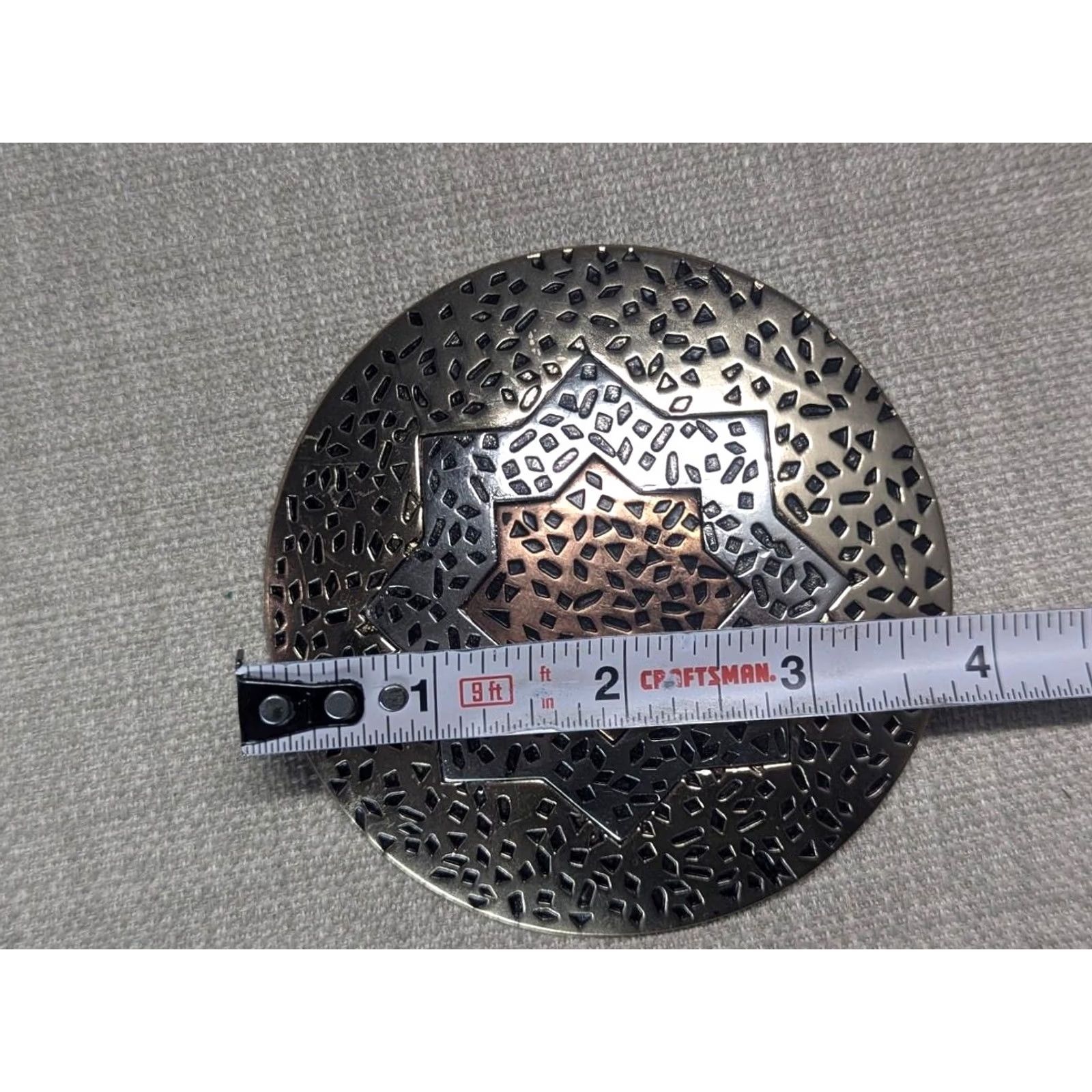 Vintage VINTAGE belt buckle METAL Western 3.75 x 3.75" Mens Gold Abstract Texas Sterling Collection Damage Missing rivet back Size ONE SIZE - 8 Thumbnail