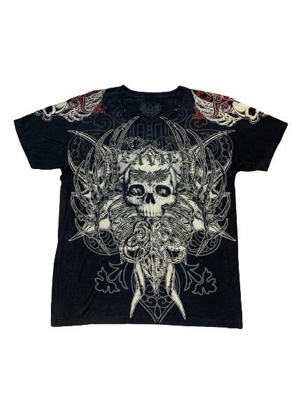 Affliction Xzavier Goth Grunge Graphic Skull MMA Archaic Size US M / EU 48-50 / 2 - 2 Thumbnail