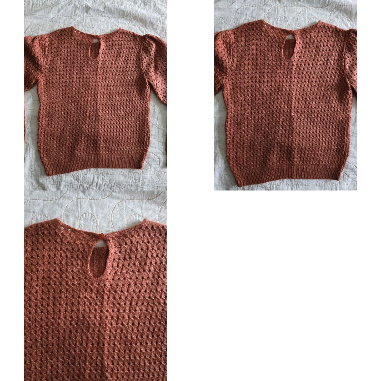 Rusty VINTAGE 80s Rust Orange Sweater Keyhole Button Womens M/L Secretary Geek Acrylic, Orange, 1980s, Business, Womens Size M / US 6-8 / IT 42-44 - 8 Thumbnail