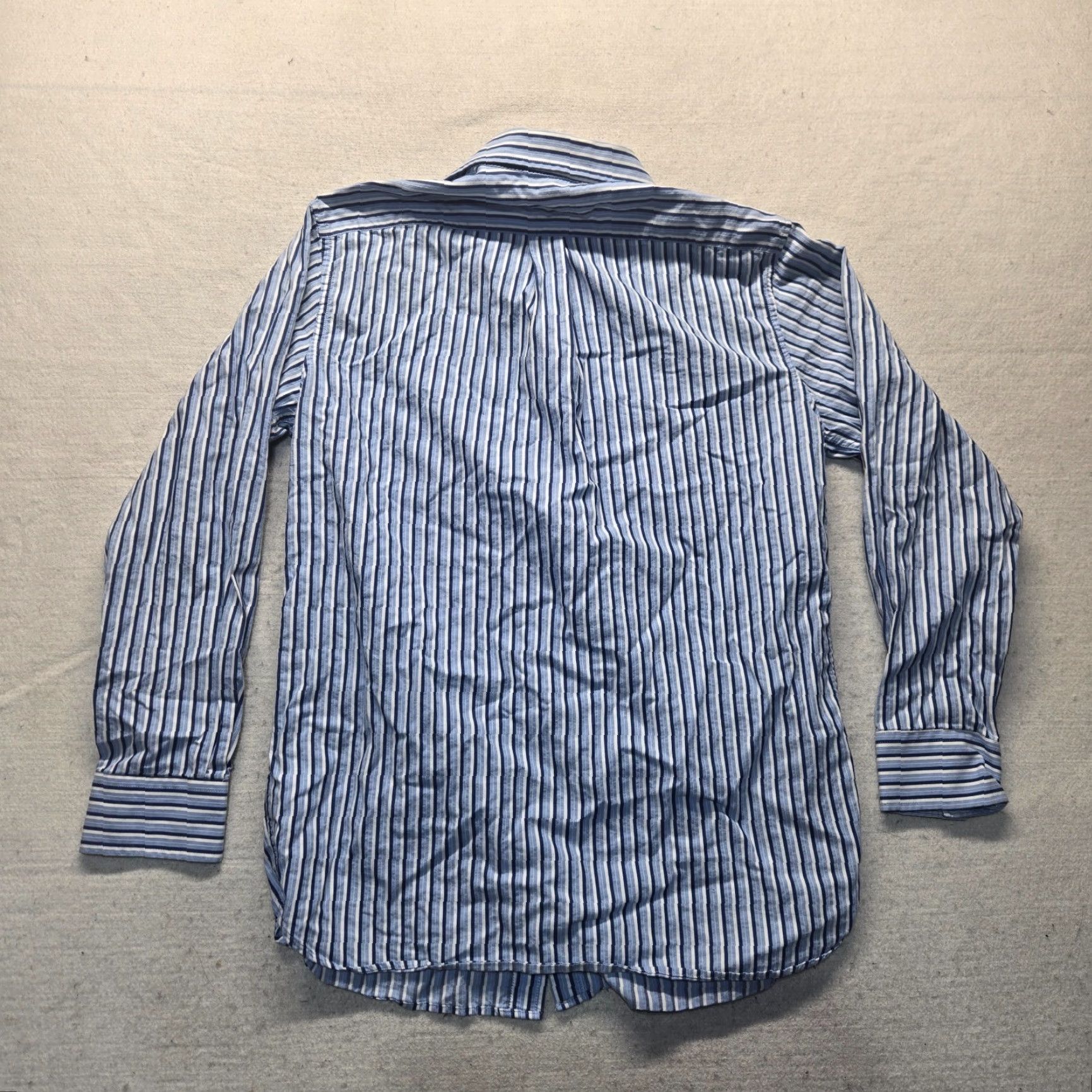 Basic Editions Basic Editions Blue Striped Long Sleeve Button Up Shirt Top Adult Men's M Medium Shirt Size US M / EU 48-50 / 2 - 6 Thumbnail