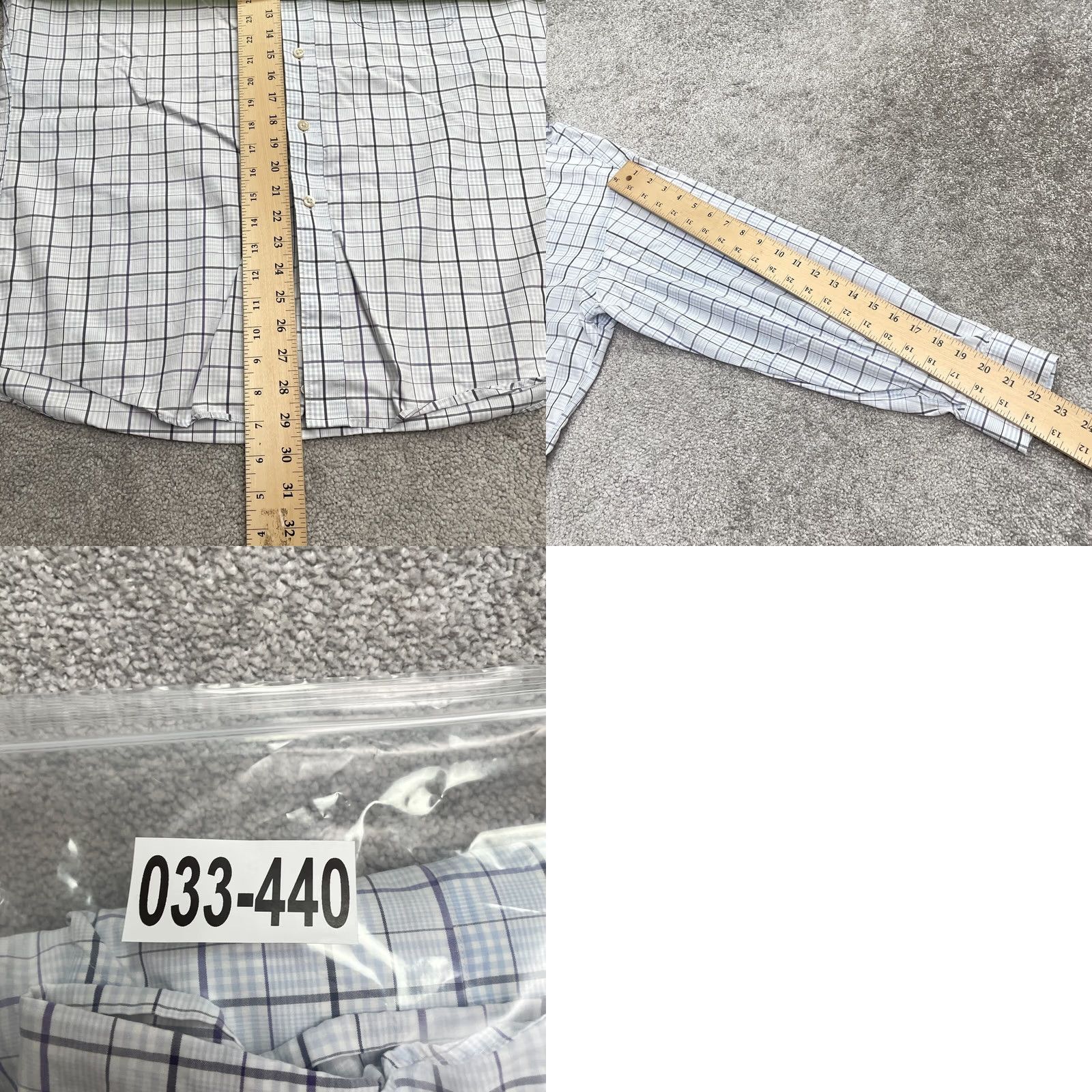 Vintage Kirkland Signature Traditional Fit Non Iron Dress Shirt Blue Plaid Mens Large Size 42R - 9 Thumbnail