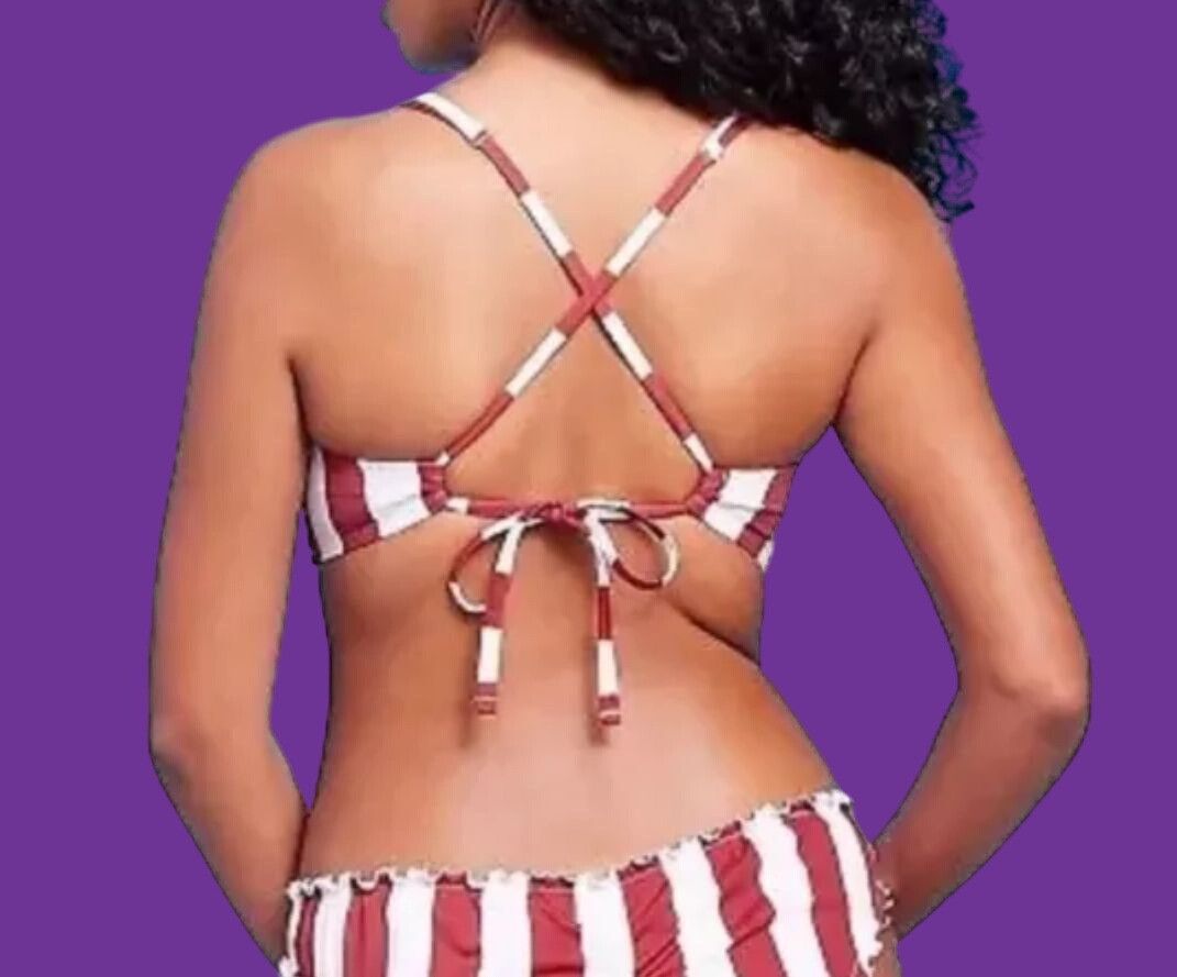 Other Shade & Shore - Women's Bralette Bikini Top - Red/White - 34 Size ONE SIZE - 2 Thumbnail