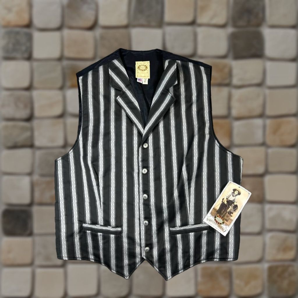 Wahmaker Vest Mens XL Black Floral Cowboy New FrontiEr Frontier Vest Mens XL Black Floral Cowboy New