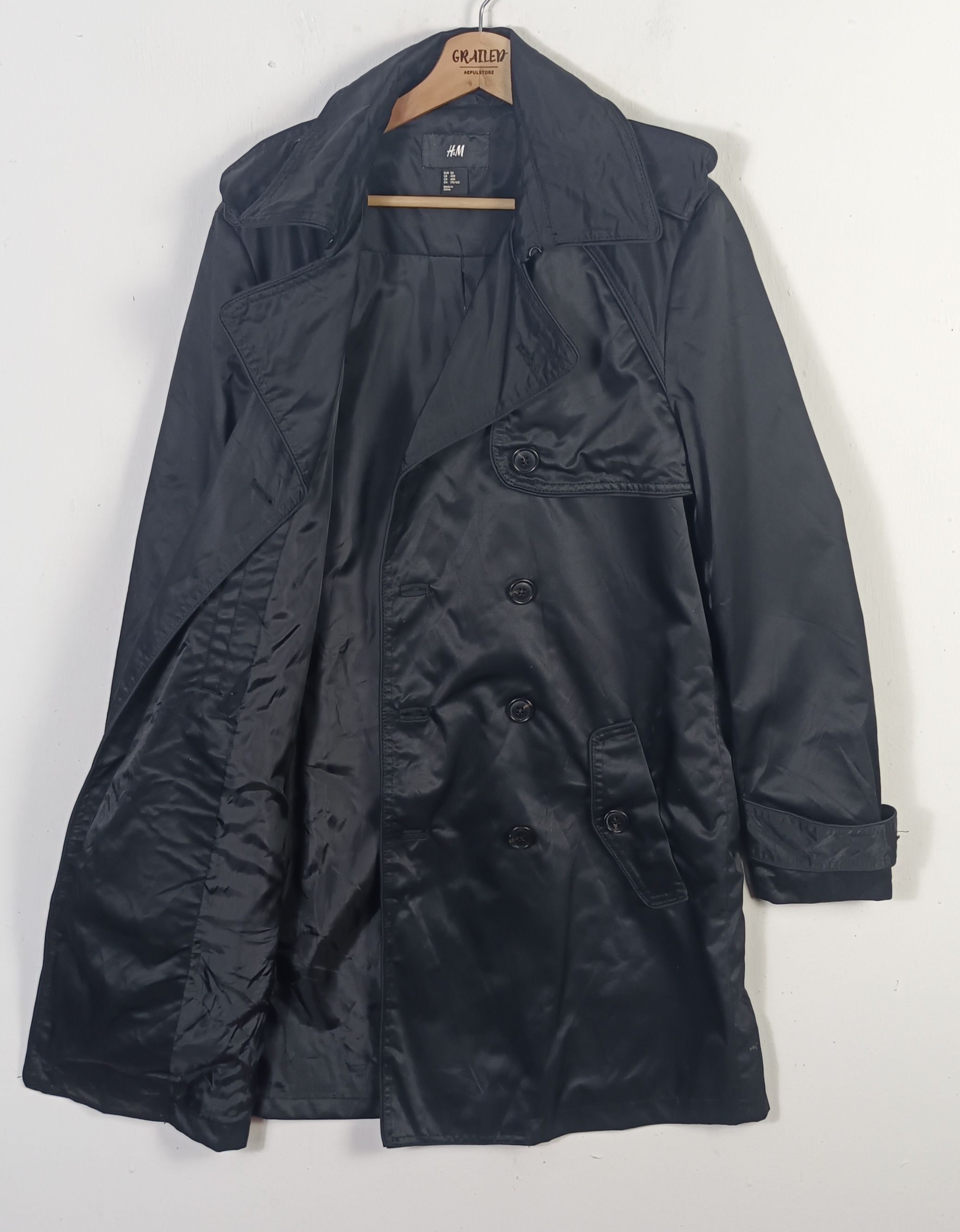 H&M × Japanese Brand H&M Double Breasted Black Trench Coat Size US M / EU 48-50 / 2 - 2 Thumbnail