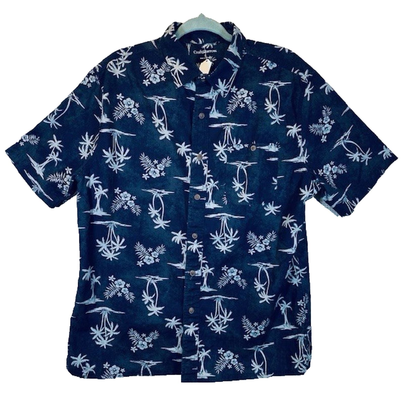 Croft & Barrow Croft & Barrow Hawaiian Button Shirt LRG Navy Palm Trees VTG Size US L / EU 52-54 / 3 - 1 Thumbnail
