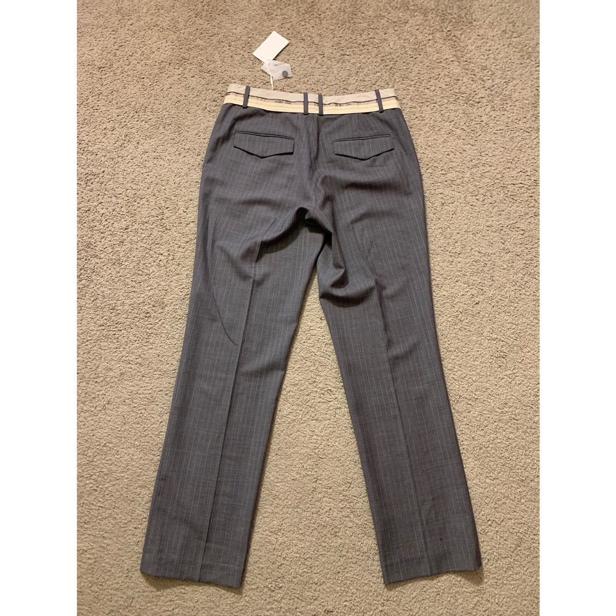 image of Helmut Lang Logo Grey Pinstripes Pants, Men's (Size 32)