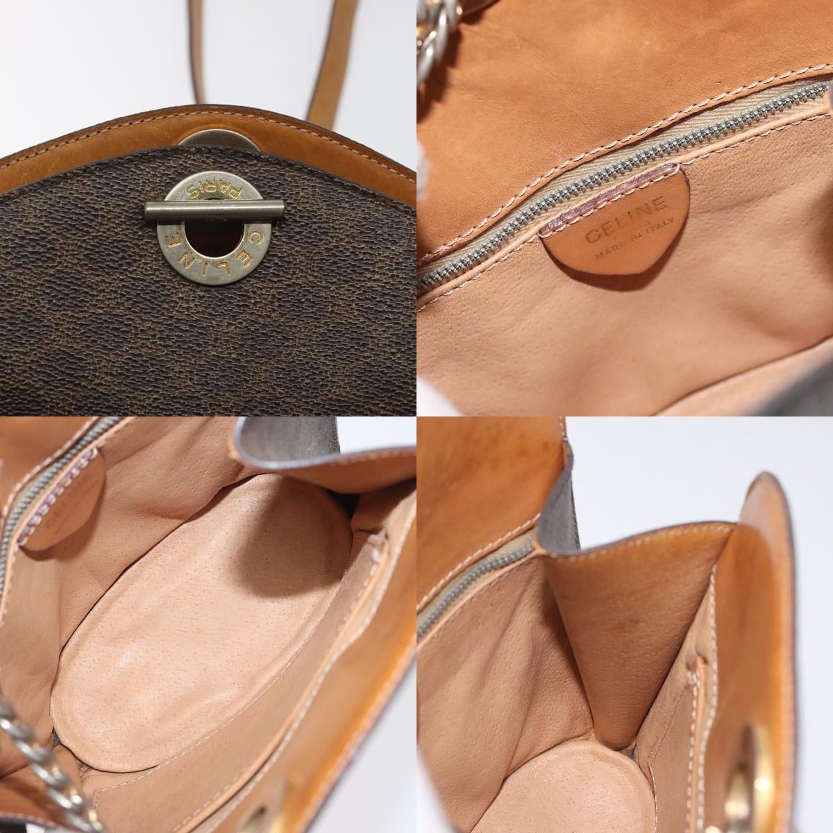 Celine CELINE Macadam Canvas Shoulder Bag Pvc Leather Brown Gold Size ONE SIZE - 11 Thumbnail