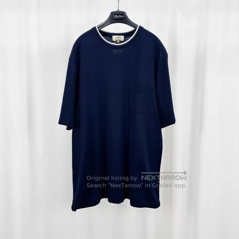 Hermes Hermes size 3XL Deep blue short-sleeve with white collar ed Size US XXL / EU 58 / 5 - 1 Thumbnail