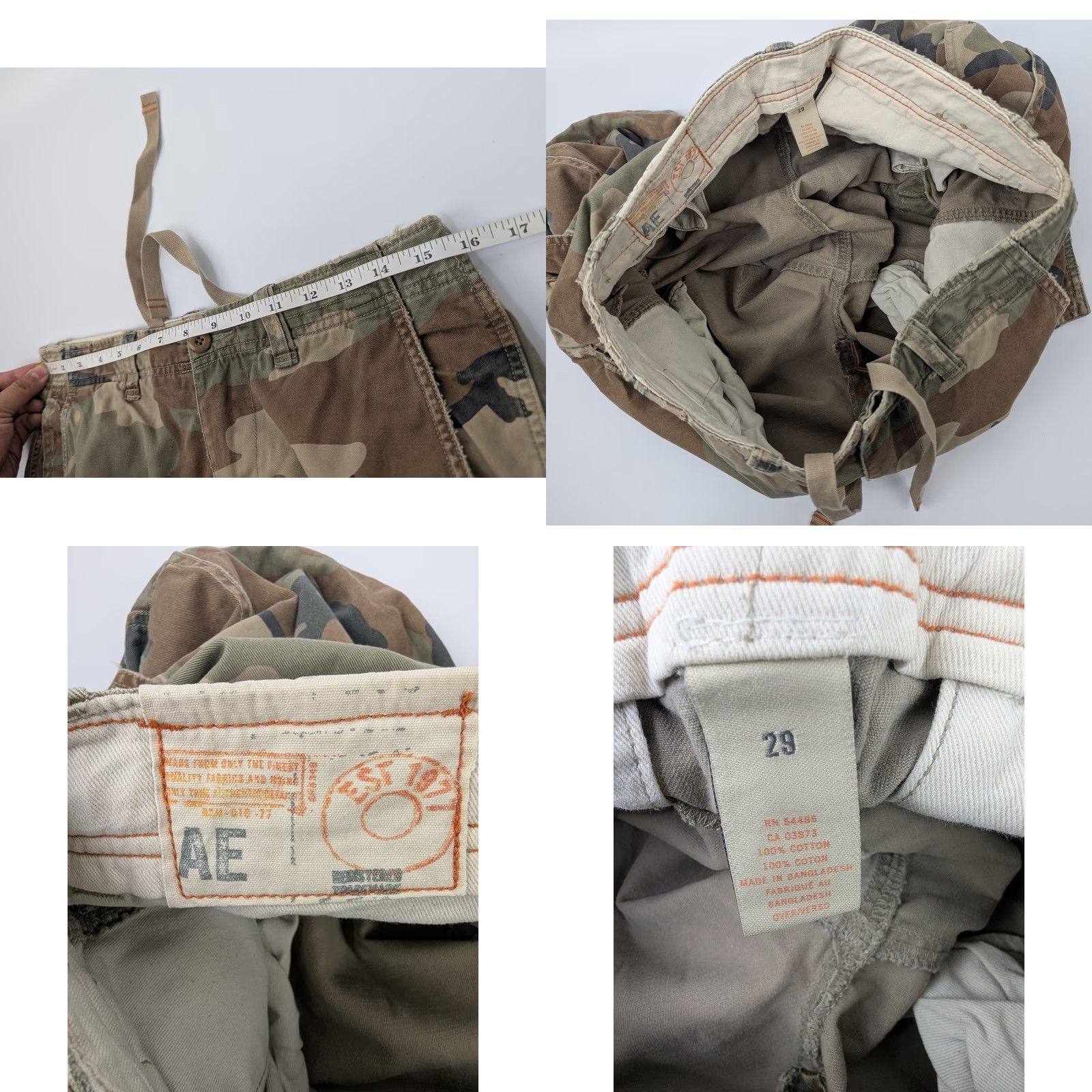 American Eagle Outfitters VINTAGE American Eagle Cargo Shorts Mens 29 Camo Military Drawstring Y2K Distressed Camouflage Pocketed 90s Army Grunge Preppy Casual Mens Size US 29 - 8 Thumbnail